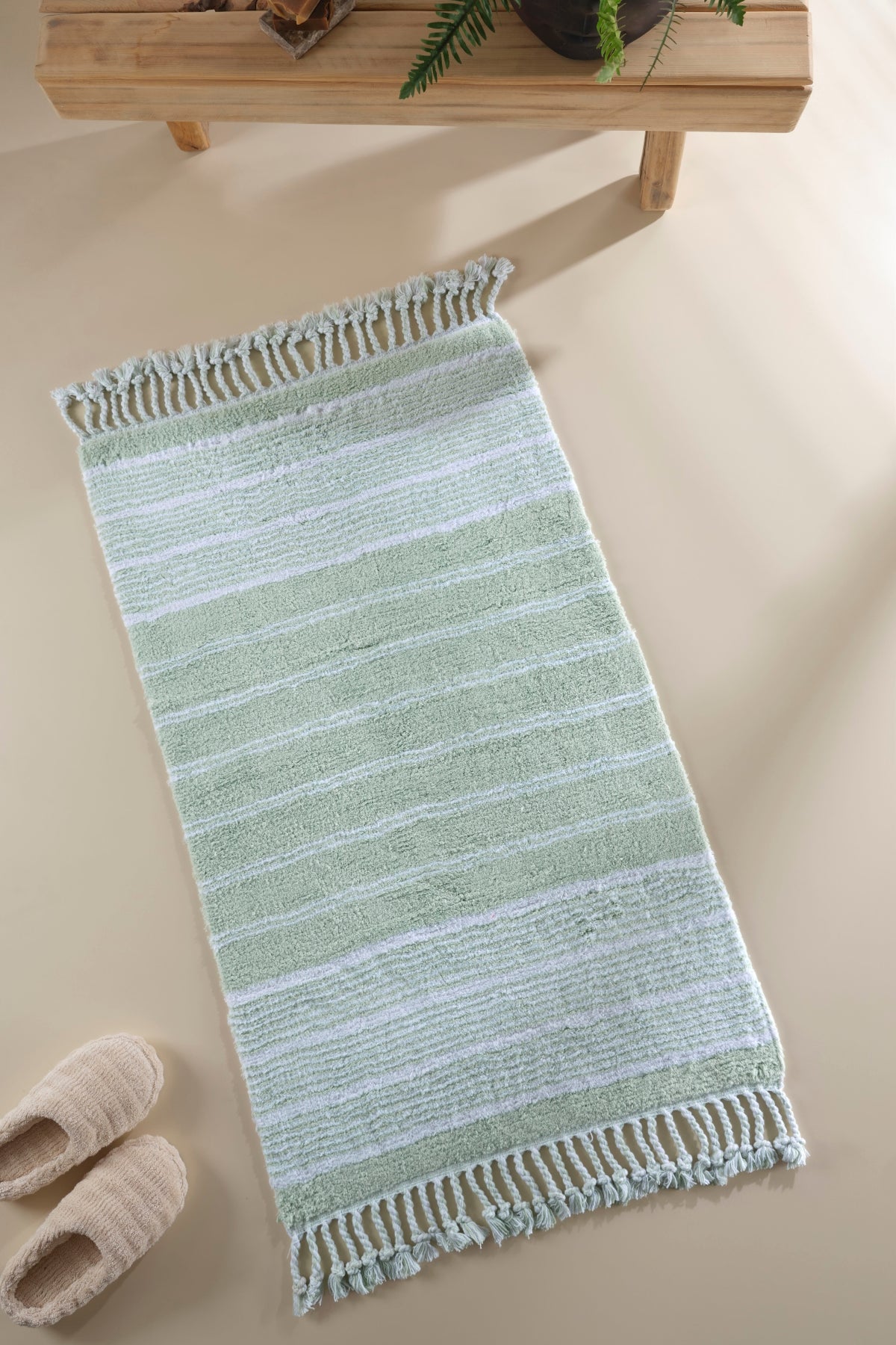 Martil Tekli Banyo Paspası %100 Pamuk 70x110 Yeşil