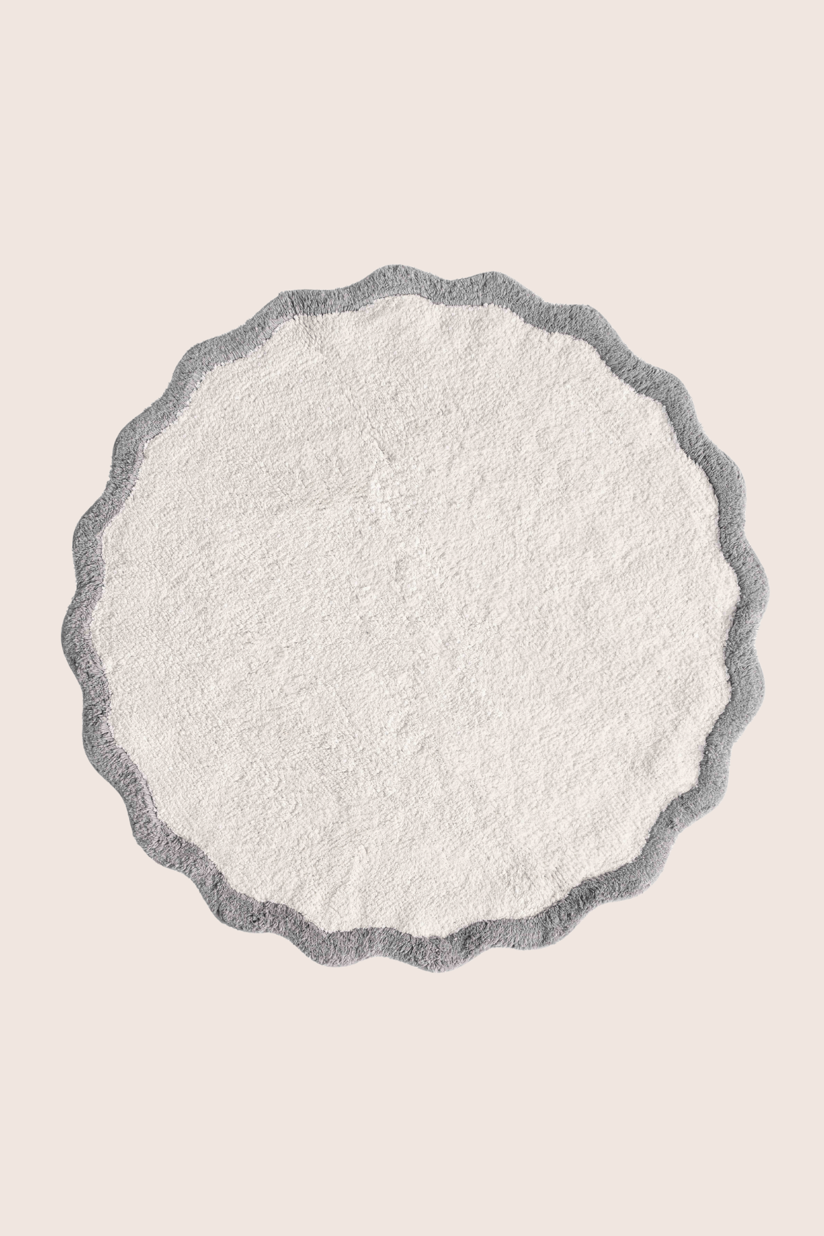 Scallop Round Bamboo Bath Mat 90x90 Grey