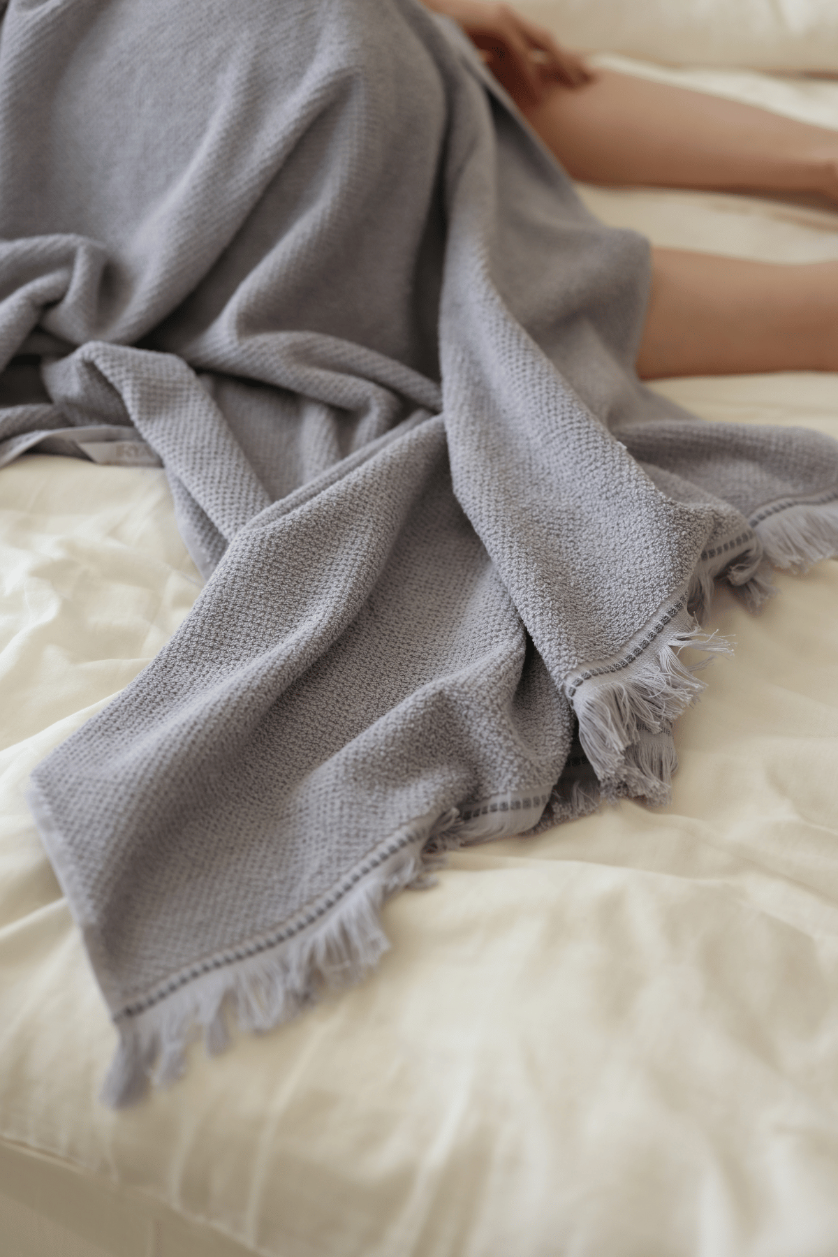 Travertine %100 Pamuk Banyo Havlusu 90x150 Gri