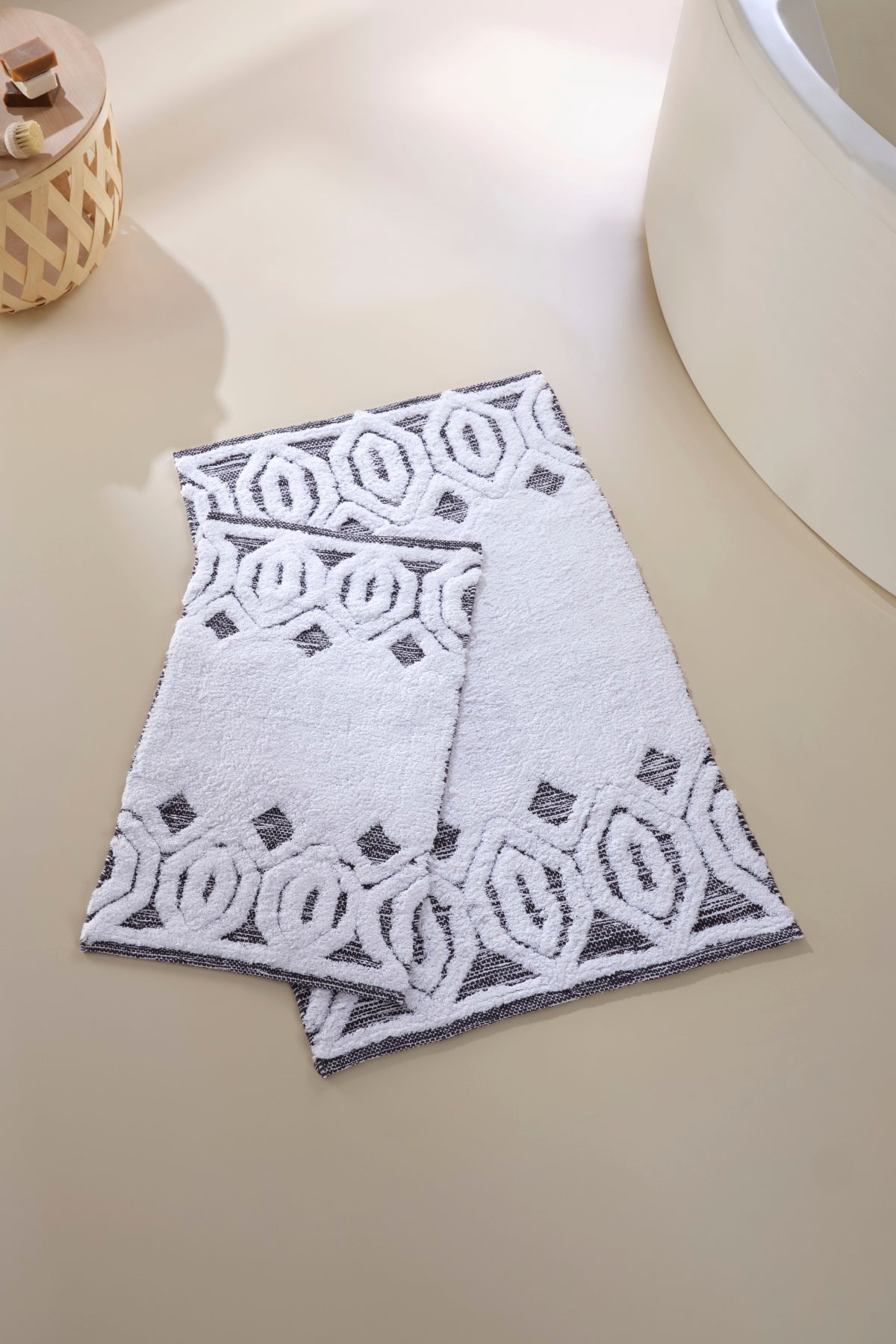 Sherry 2 Piece Bath Mat Set 100% Cotton 40x60 + 60x90 Gray