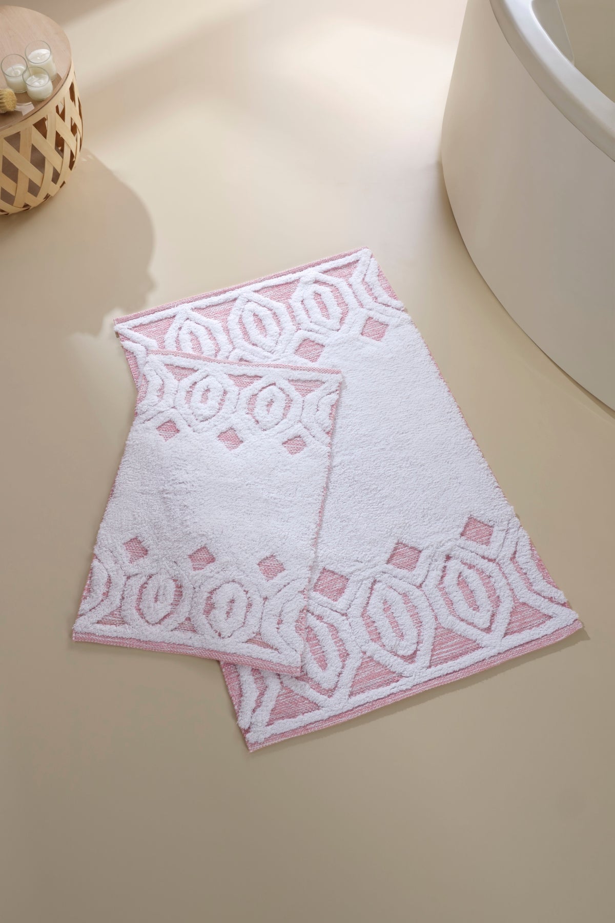 Sherry 2’li Takım Banyo Paspası %100 Pamuk 40x60 + 60x90 Pembe