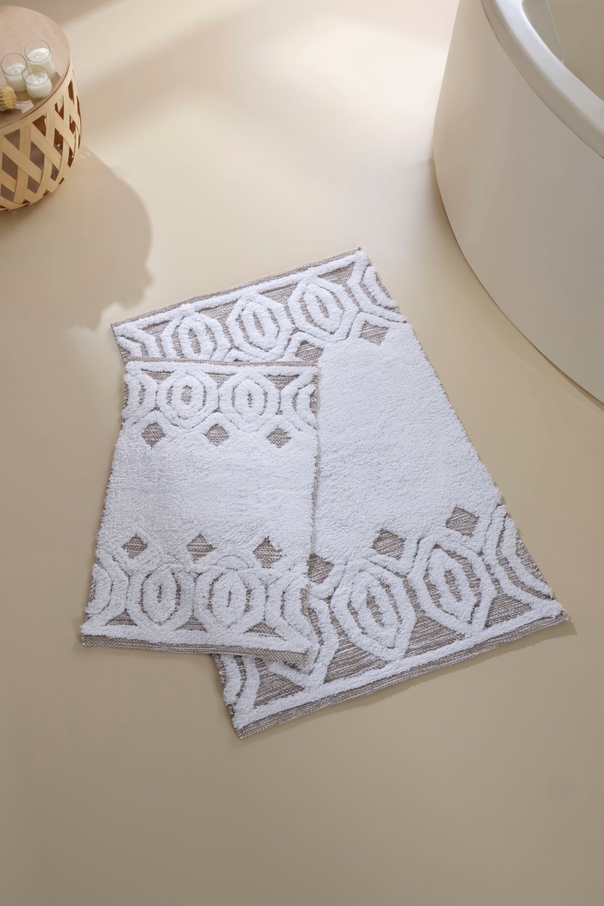 Sherry 2’li Takım Banyo Paspası %100 Pamuk 40x60 + 60x90 Bej