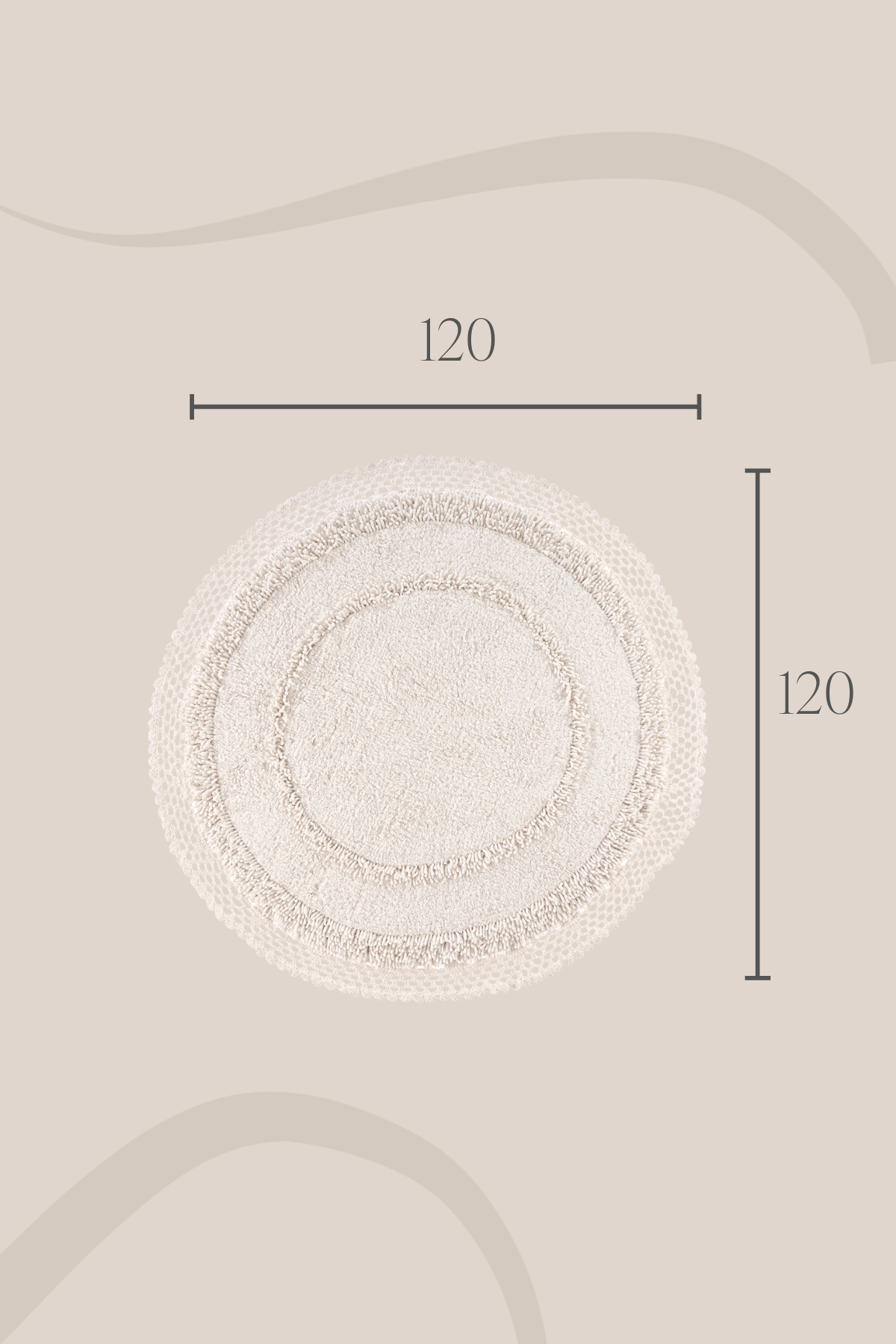 Moon Round Bath Mat 100% Cotton 120x120 Ecru