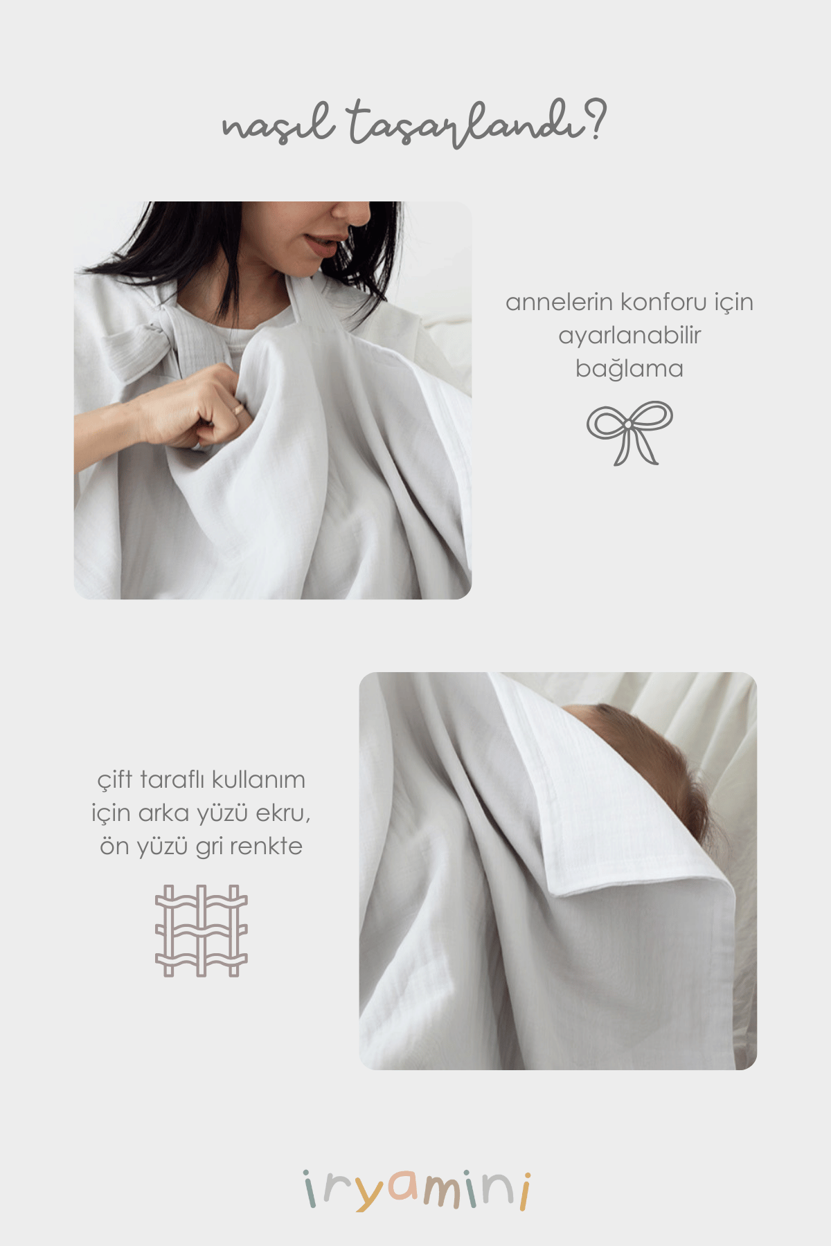 Colors of Joy Organic Cotton Muslin 4 Layer Nursing Cover Gray