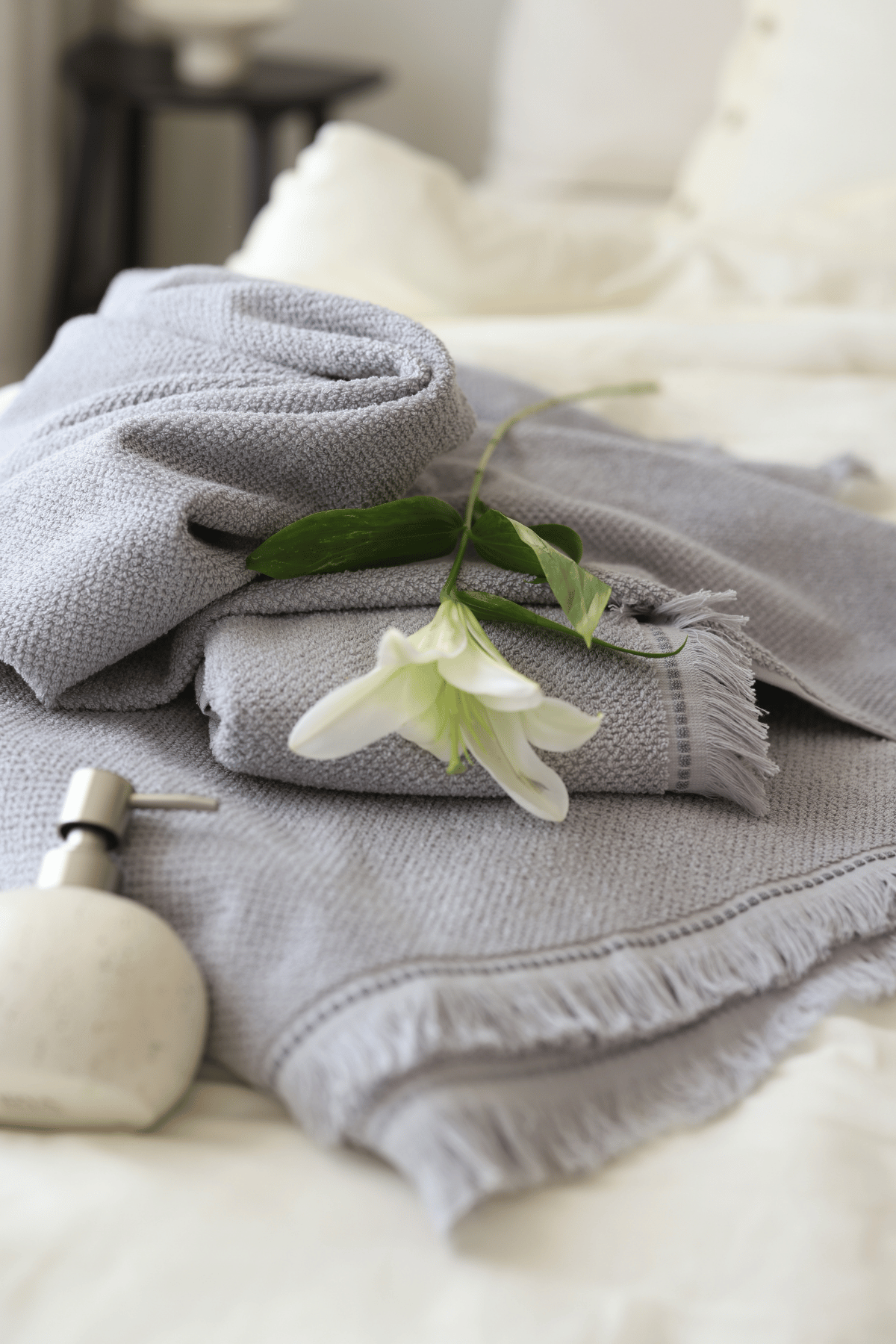 Travertine %100 Pamuk Banyo Havlusu 90x150 Gri