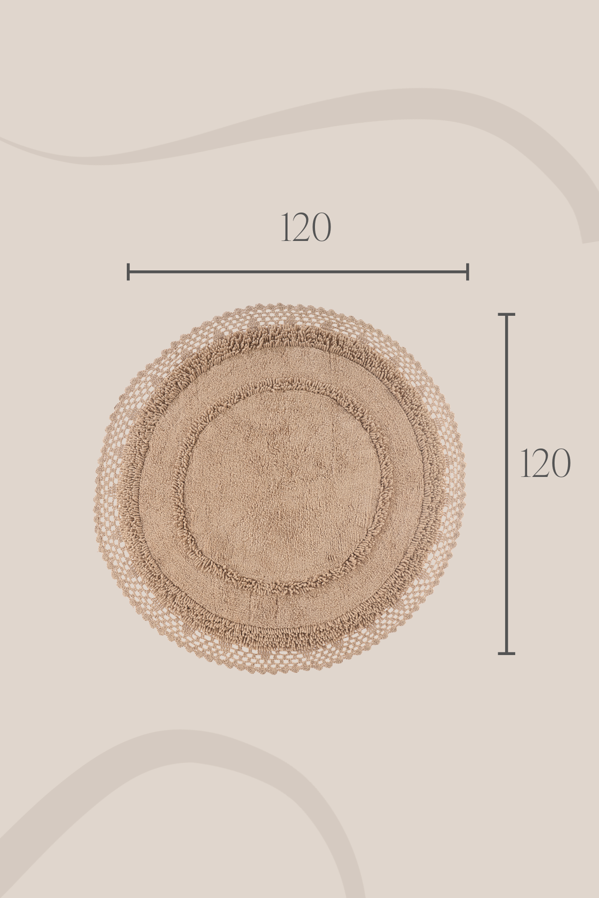 Moon Yuvarlak Banyo Paspası %100 Pamuk 120x120 Mocha