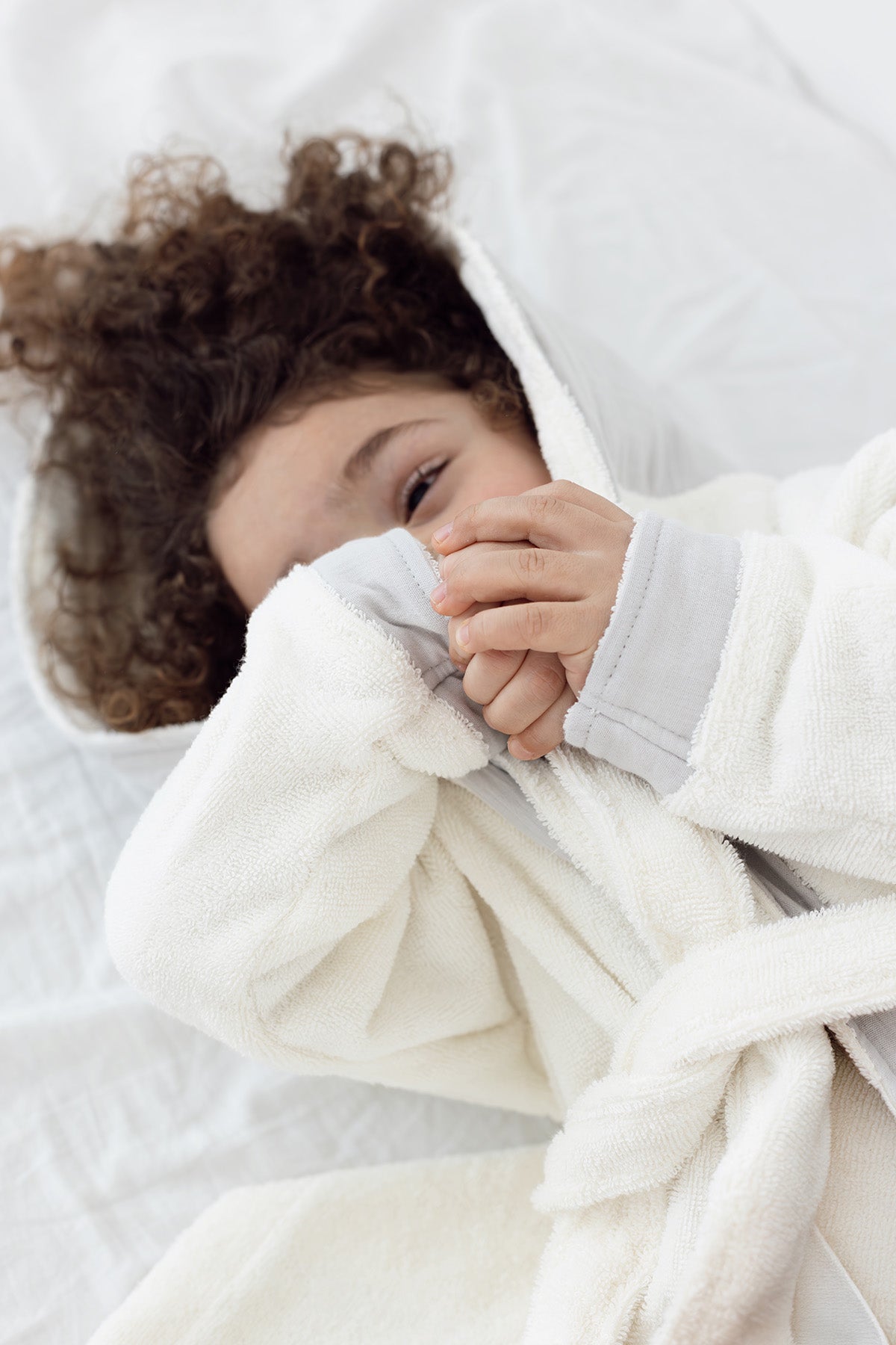 Joy of Colors Organic Cotton Muslin Detailed Children's Bathrobe Gray