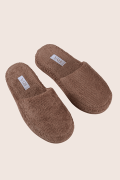 Solena Unisex Kalın Tabanlı Havlu Terlik Kahve