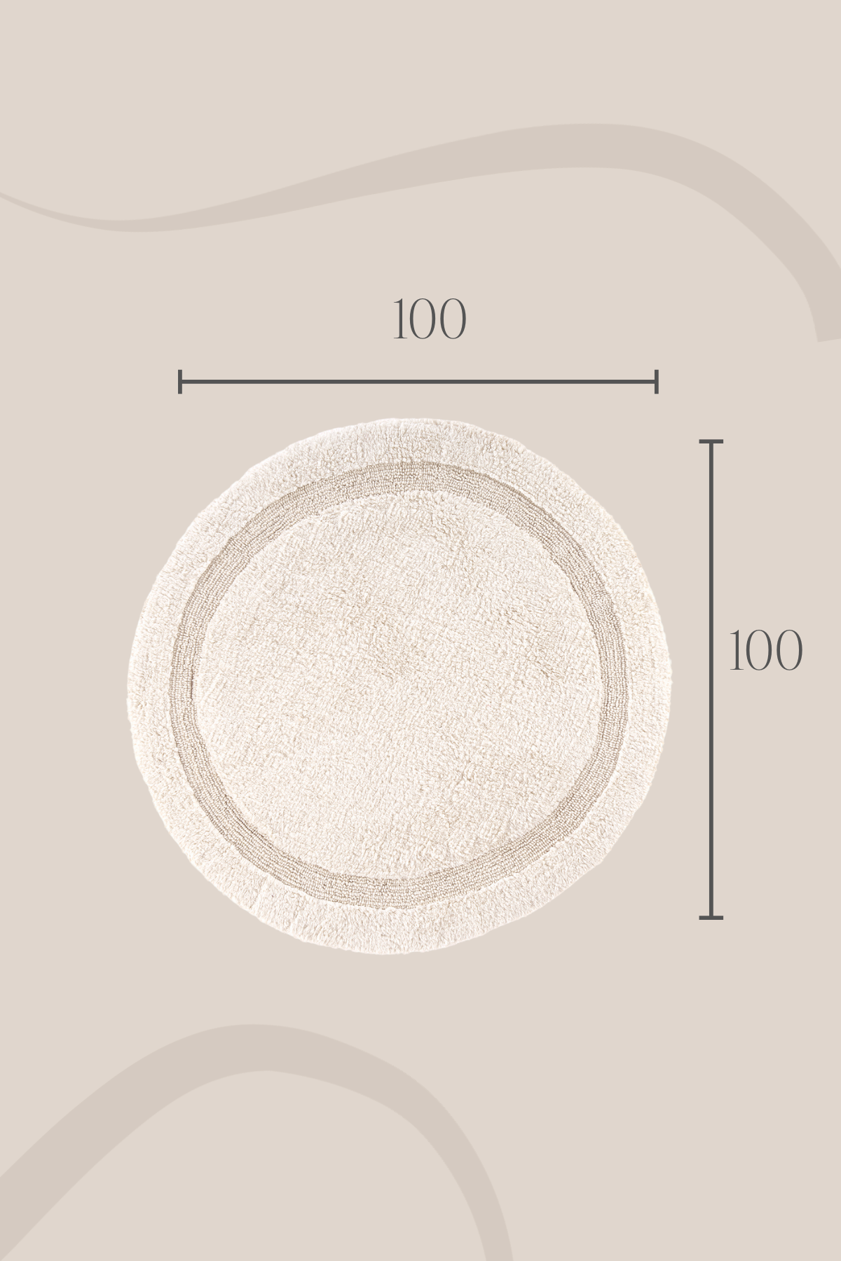 Puffed Round Bath Mat 100% Cotton 100x100 Ecru