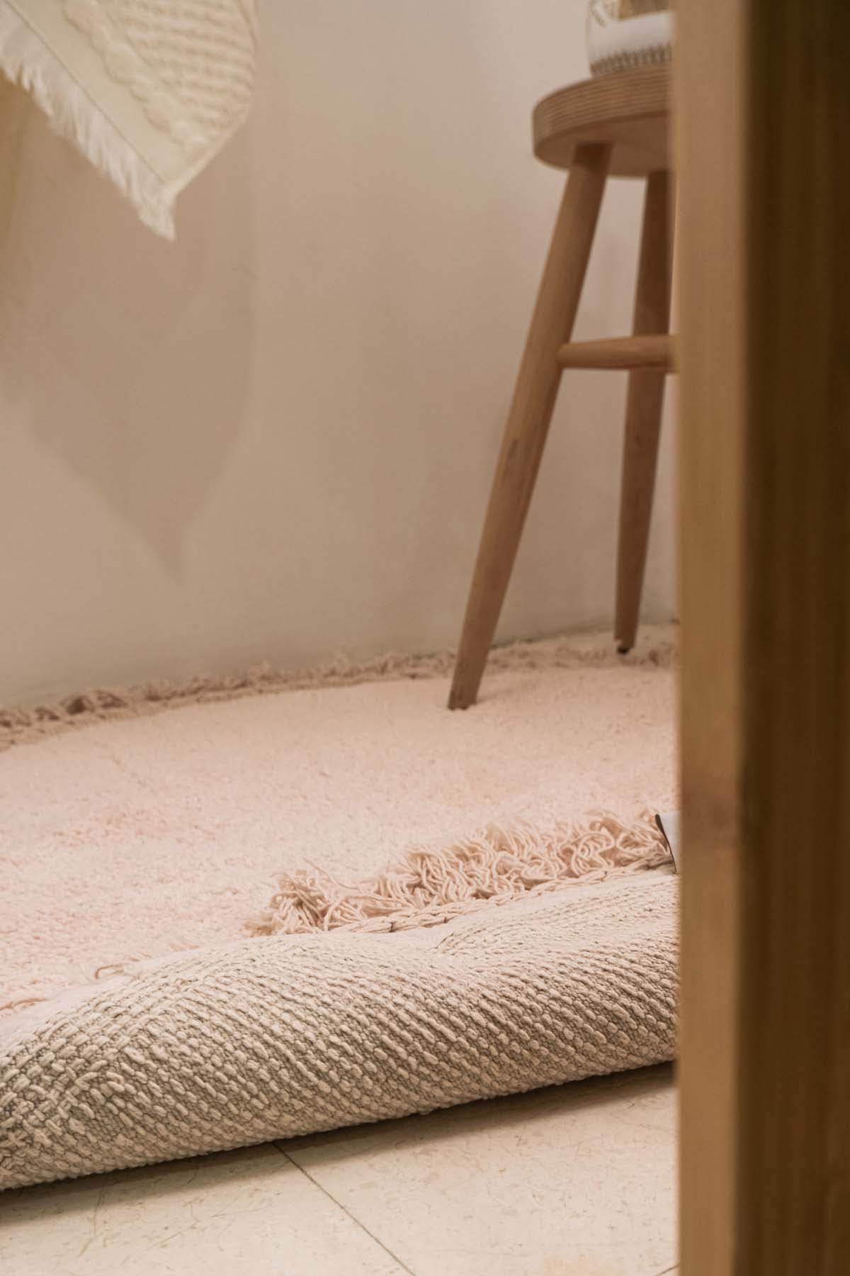 Lora Yuvarlak Banyo Paspası %100 Pamuk 90x90 Pembe