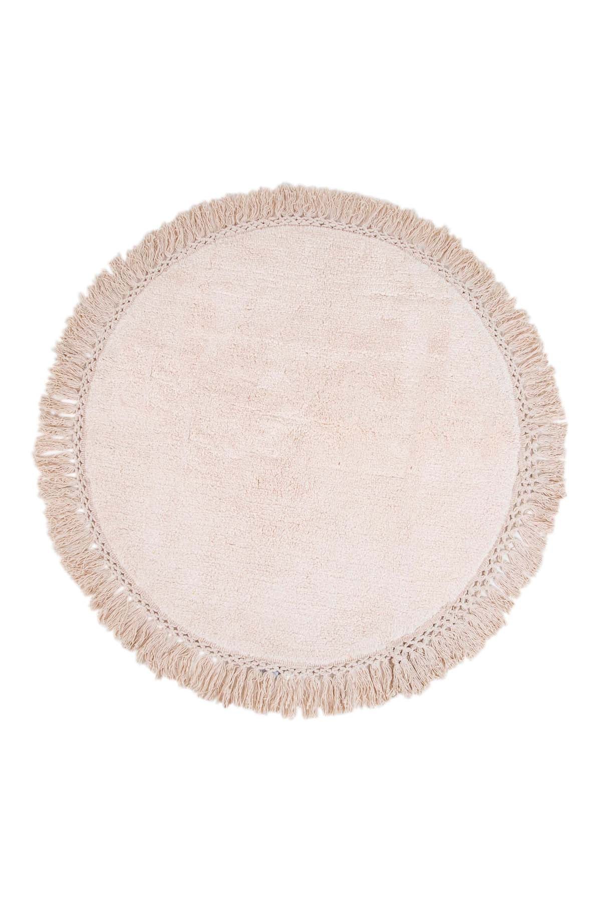 Lora Yuvarlak Banyo Paspası %100 Pamuk 90x90 Pembe