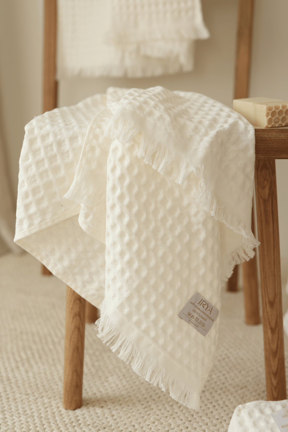 Aura Waffle Havlu Ekru 70x140