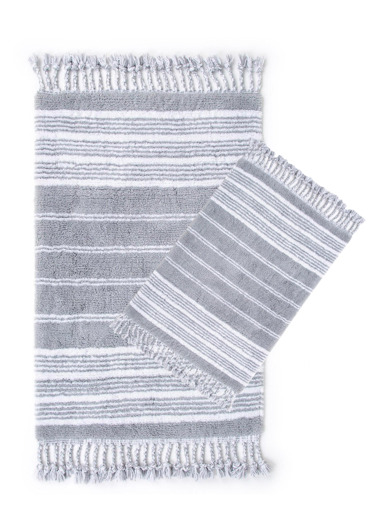 Martil 2 Piece Bath Mat Set 100% Cotton 40x60 + 60x90 Gray