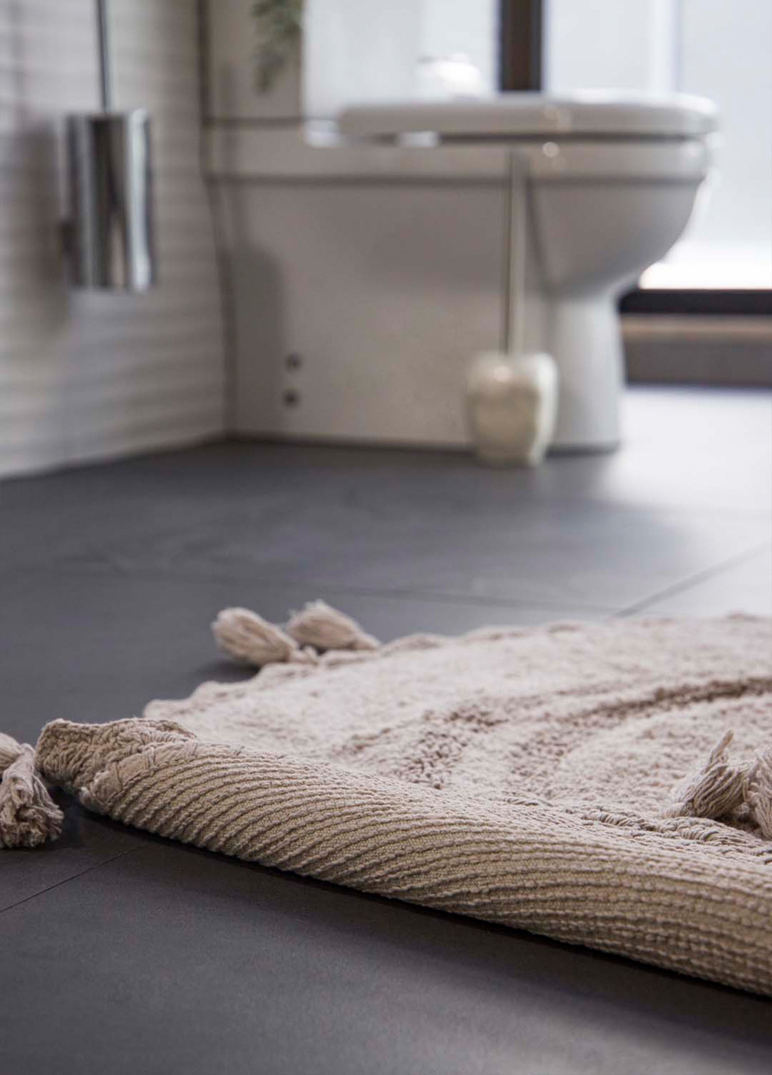 Olivid Yuvarlak Banyo Paspası %100 Pamuk 100x100 Bej