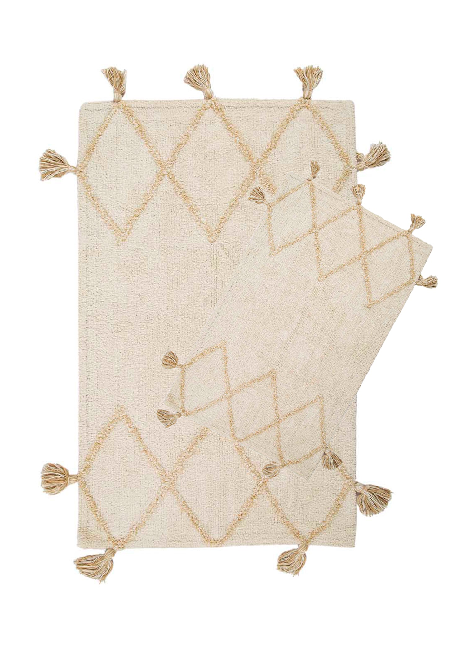 Agnes 2 Piece Bath Mat Set 100% Cotton 40x60 + 60x90 Ecru