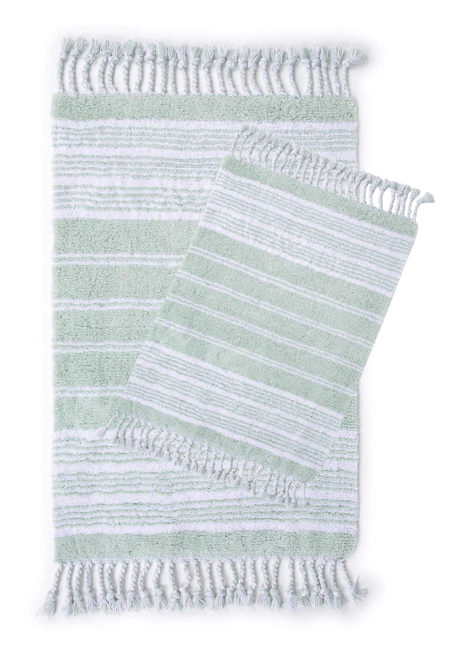 Martil 2 Piece Bath Mat Set 100% Cotton 40x60 + 60x90 Green