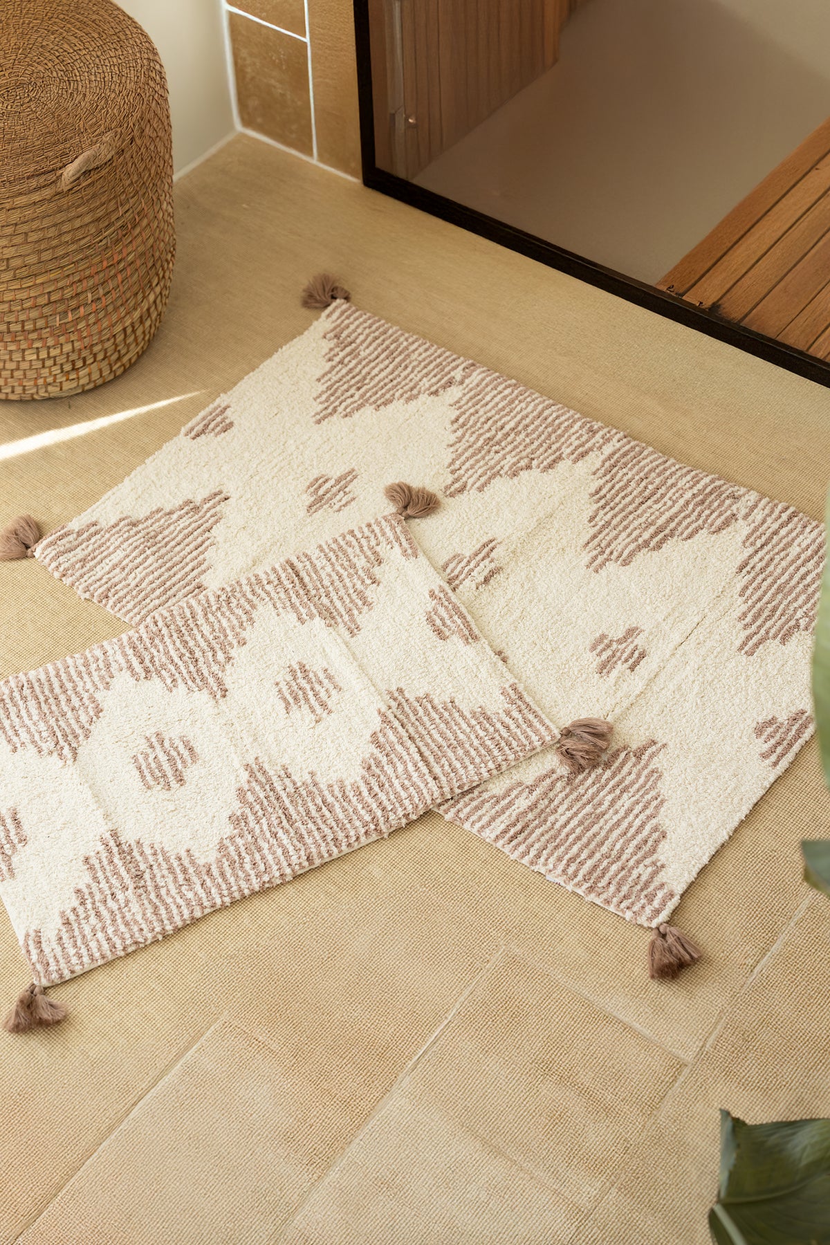 Mistic 2 Piece Bath Mat Set 100% Cotton 40x60 + 60x90 Brown