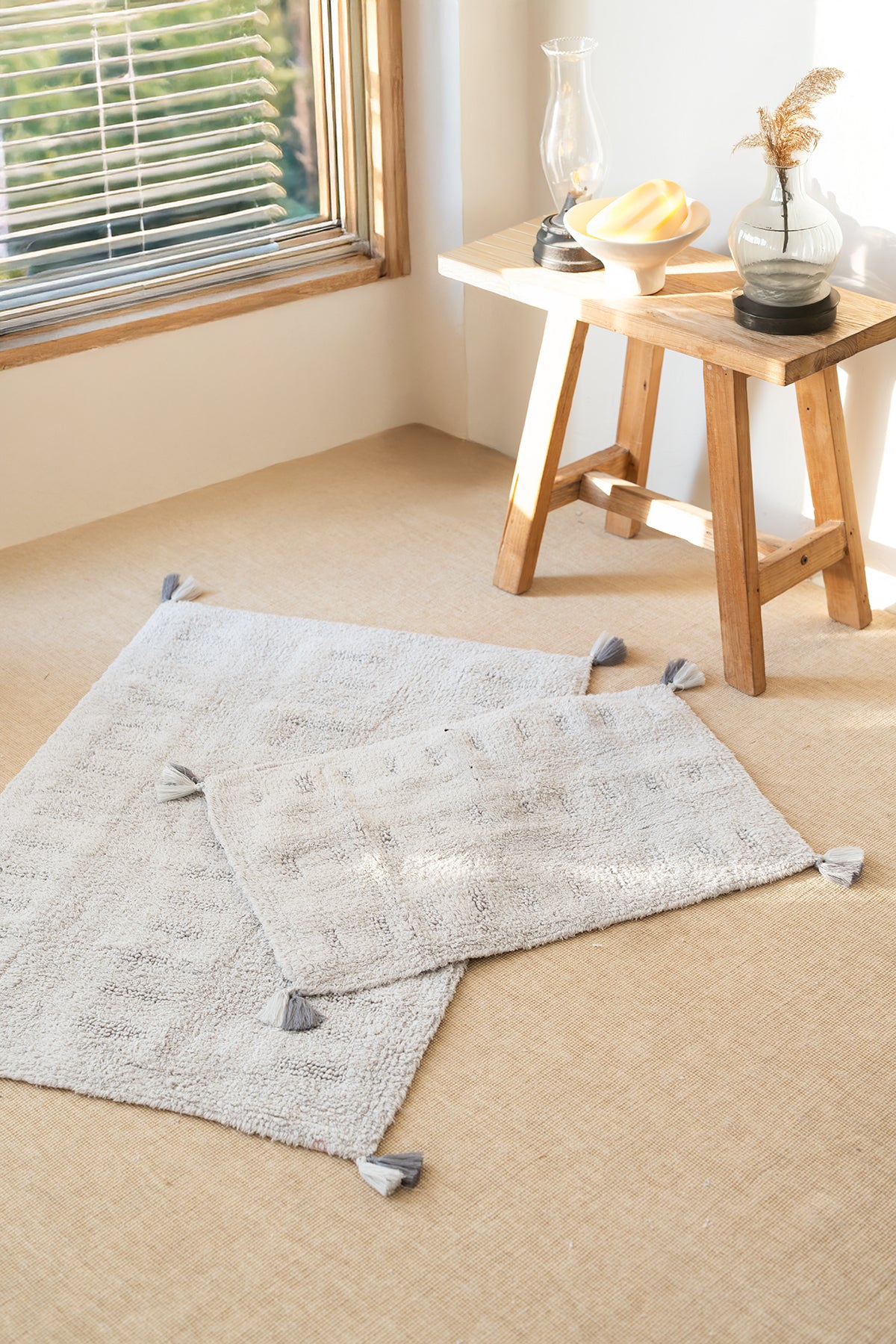 Togo 2’li Takım Banyo Paspası %100 Pamuk 40x60 + 60x90 Gri