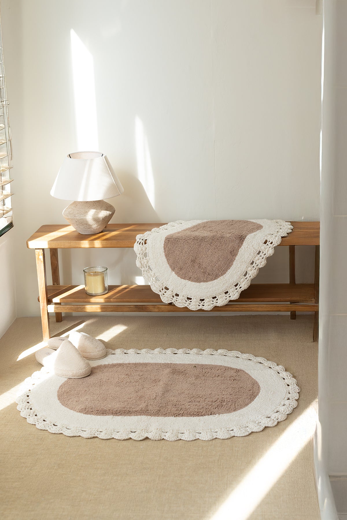 Bianca 2 Piece Bath Mat Set 100% Cotton 40x60 + 60x90 Cream