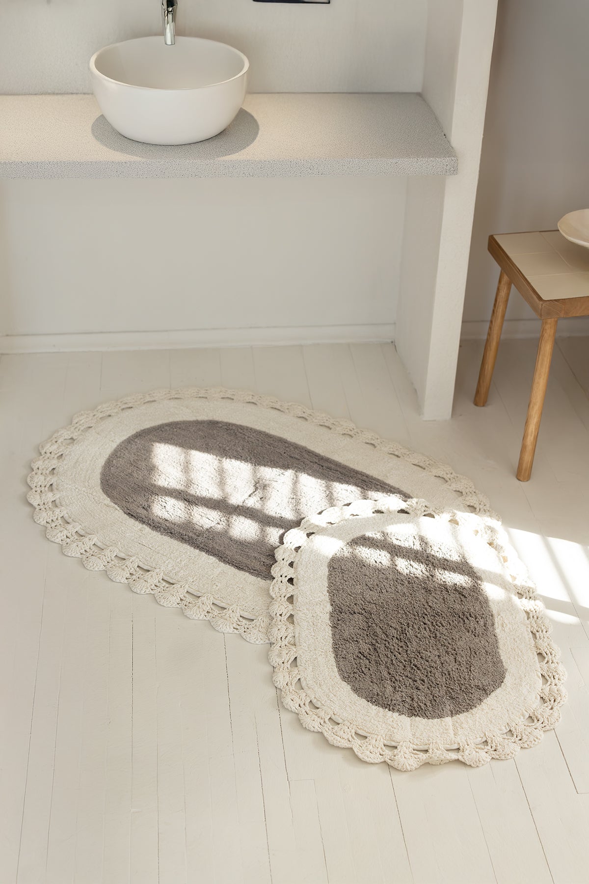 Bianca 2 Piece Bath Mat Set 100% Cotton 40x60 + 60x90 Gray