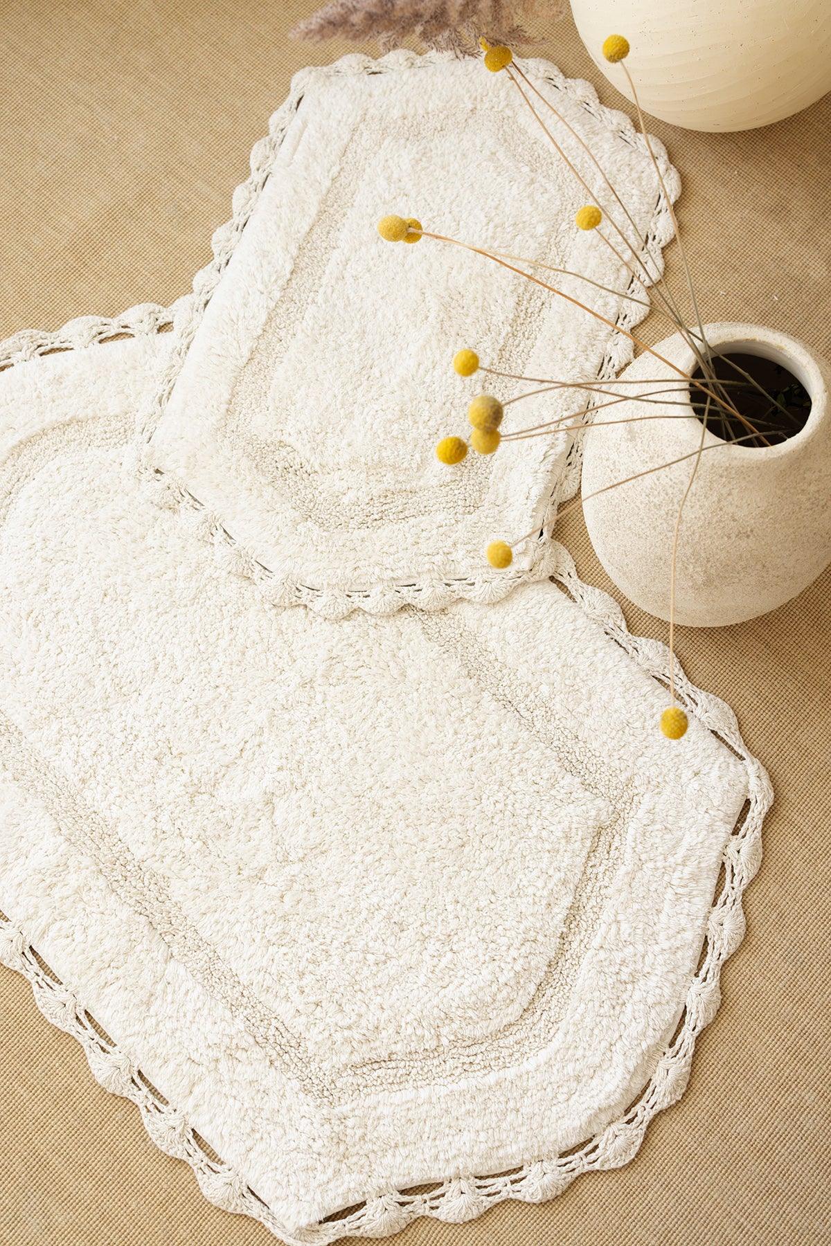 Dale 2’li Takım Banyo Paspası %100 Pamuk 40x60 + 60x90 Ekru