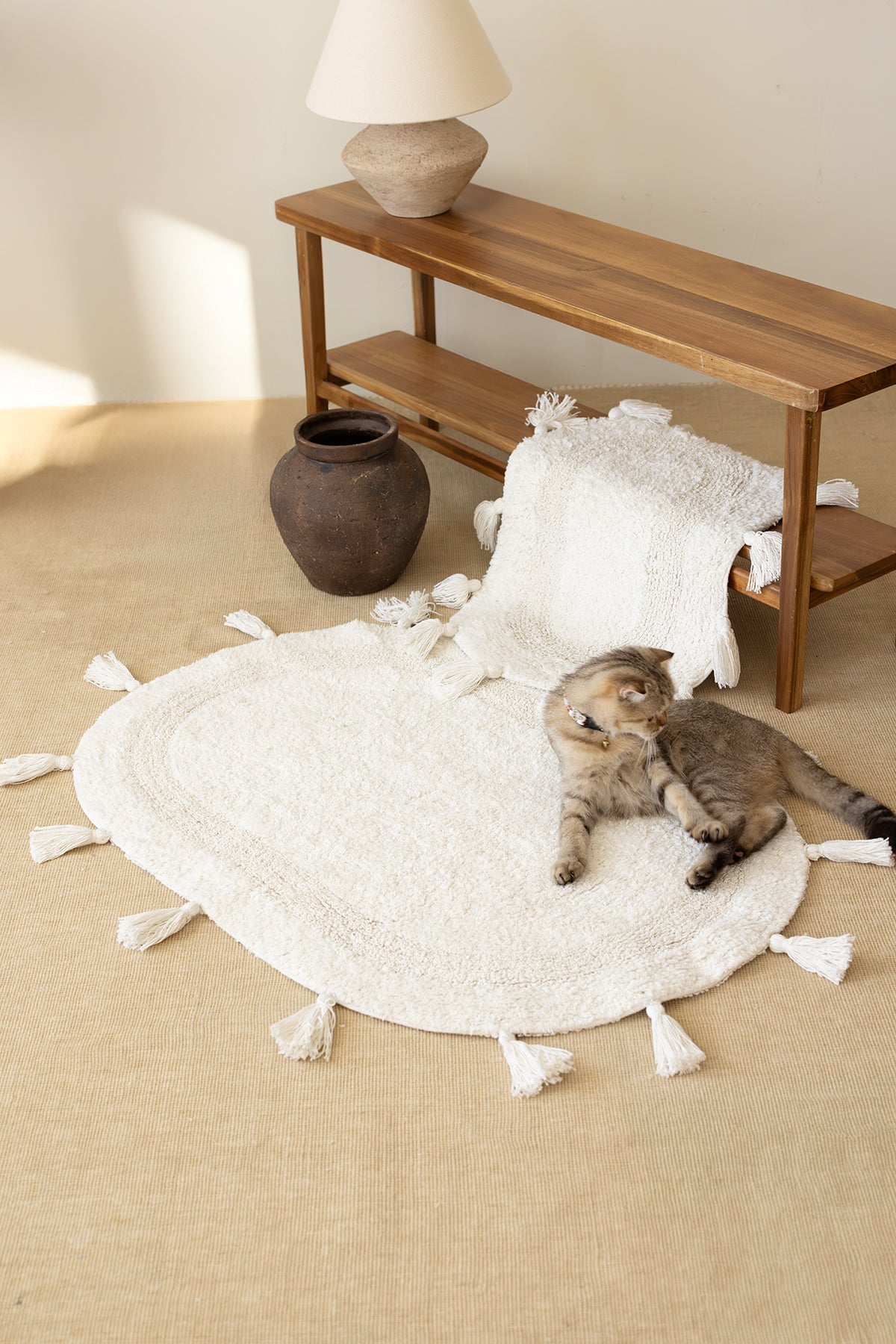 Hana 2 Piece Bath Mat Set 100% Cotton 40x60 + 60x90 Ecru