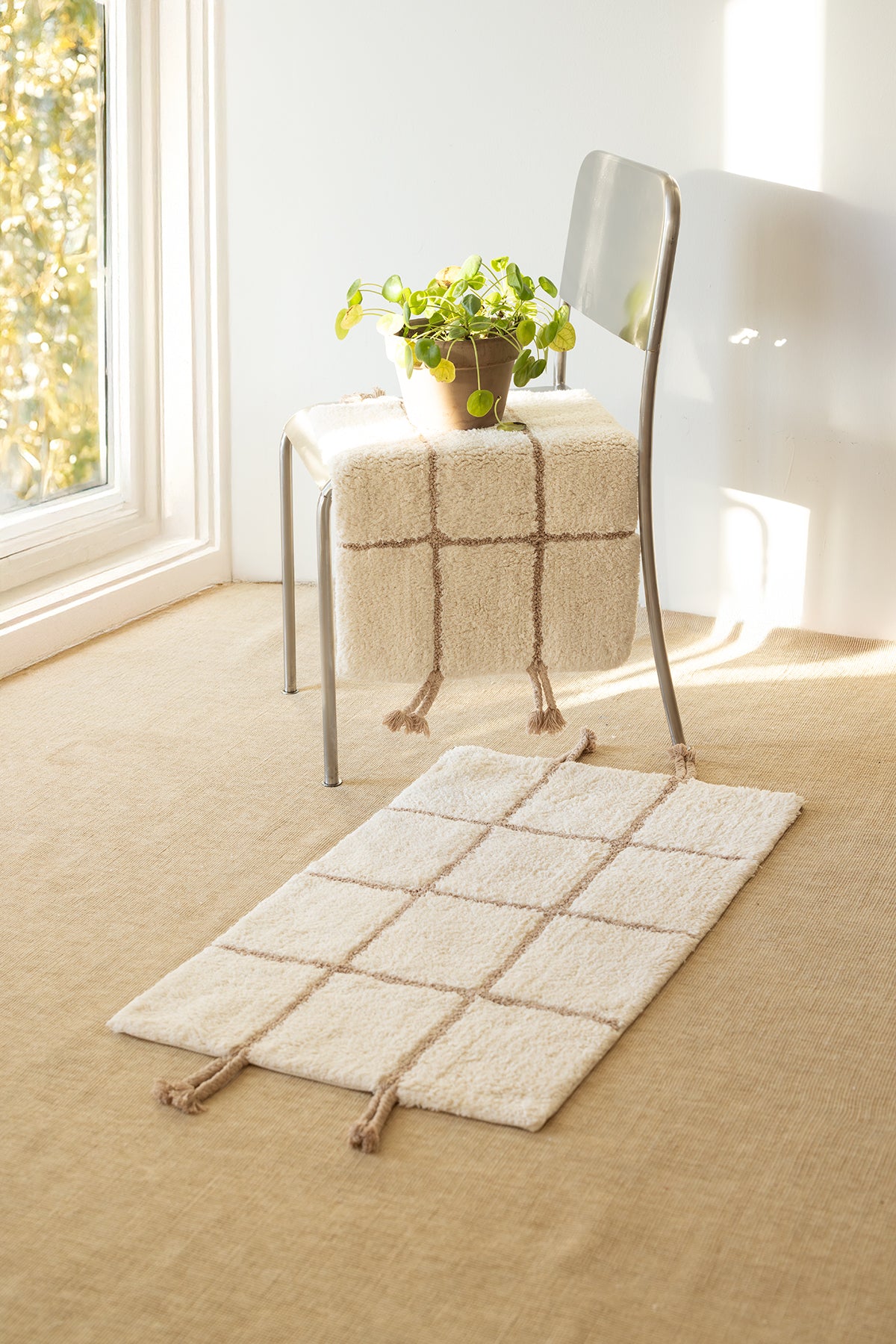 Elani 2’li Takım Banyo Paspası %100 Pamuk 40x60+60x90 cm Bej