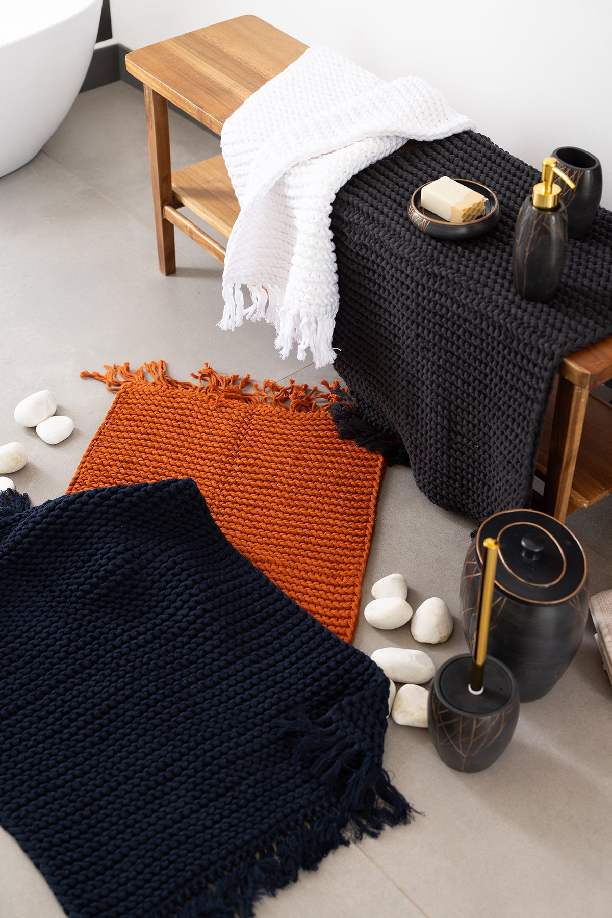 Lavish Single Bath Mat 100% Cotton 50x70 Navy Blue