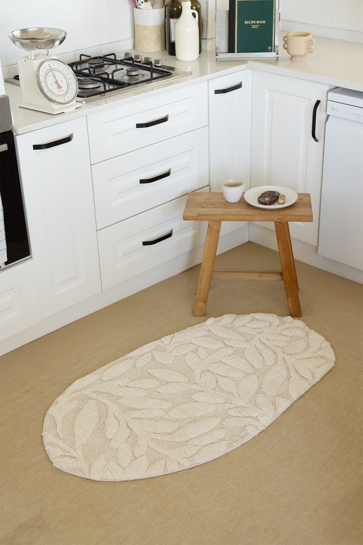 Allesi Tekli Banyo Paspası %100 Pamuk 65x115 Ekru