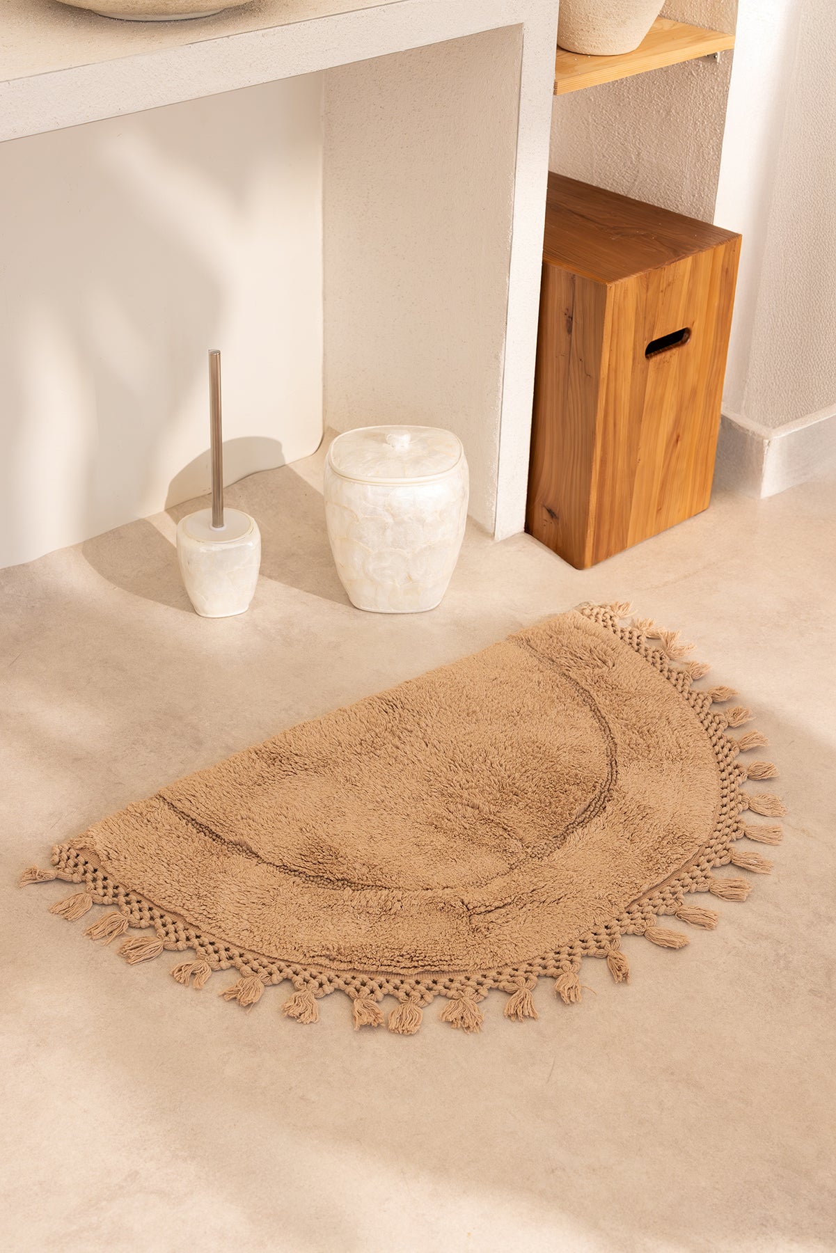 Nora Tekli Banyo Paspası %100 Pamuk 50x80 Bej