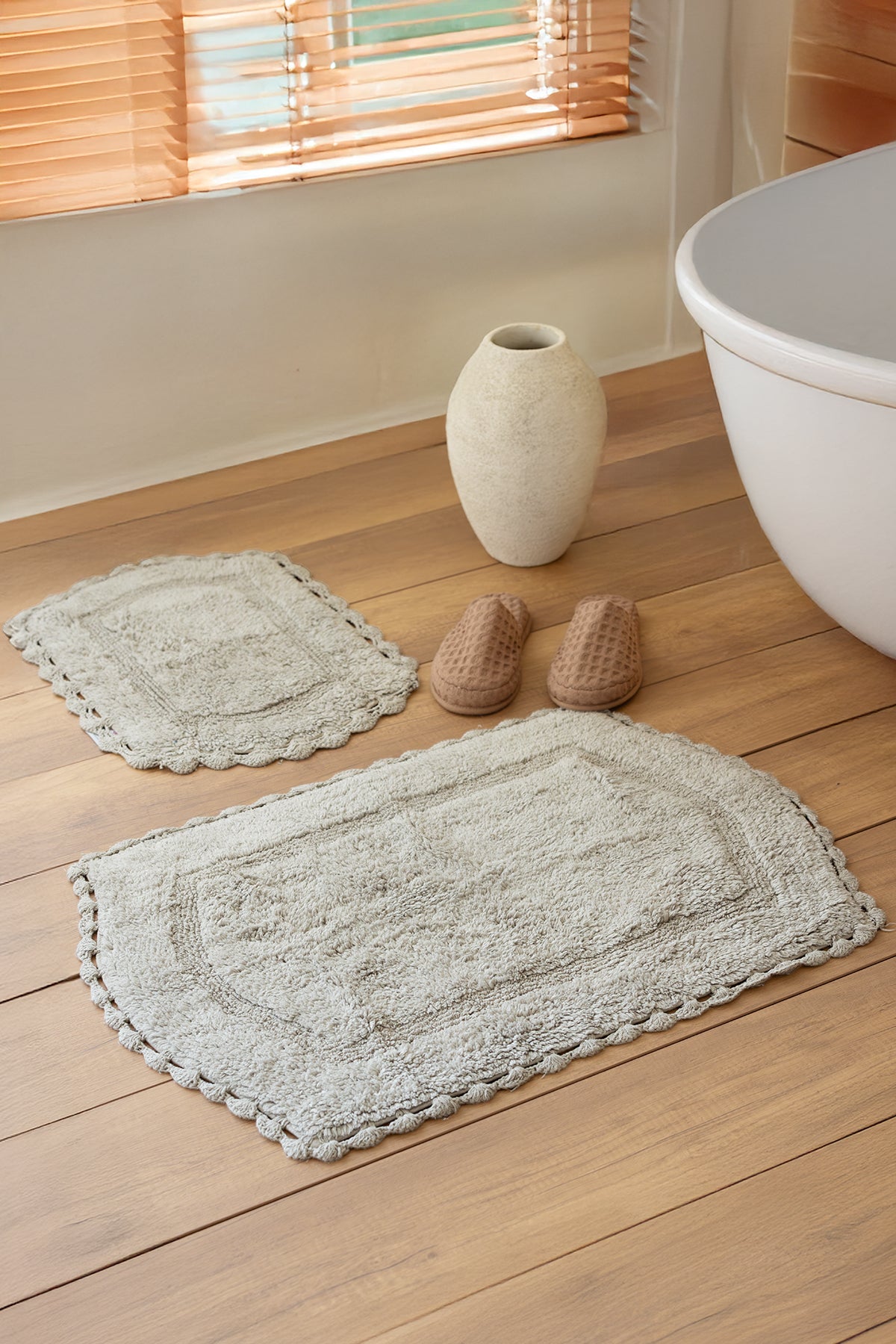 Dale 2 Piece Bath Mat Set 100% Cotton 40x60 + 60x90 Gray