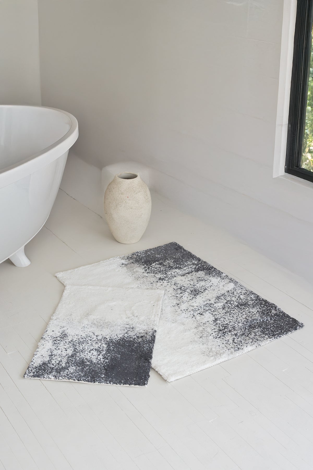 Nera 2'li Banyo Paspası 40x60+60x90 Koyu Gri