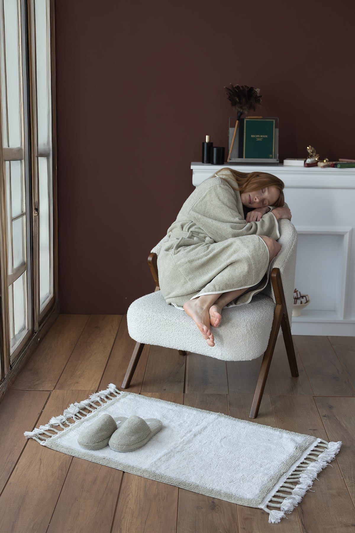 Allesi %100 Pamuk Kadın Bornoz Mint