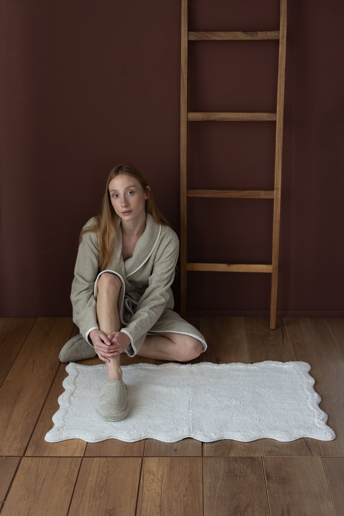 Scallop Tekli Banyo Paspası Bambu 60x100 Ekru