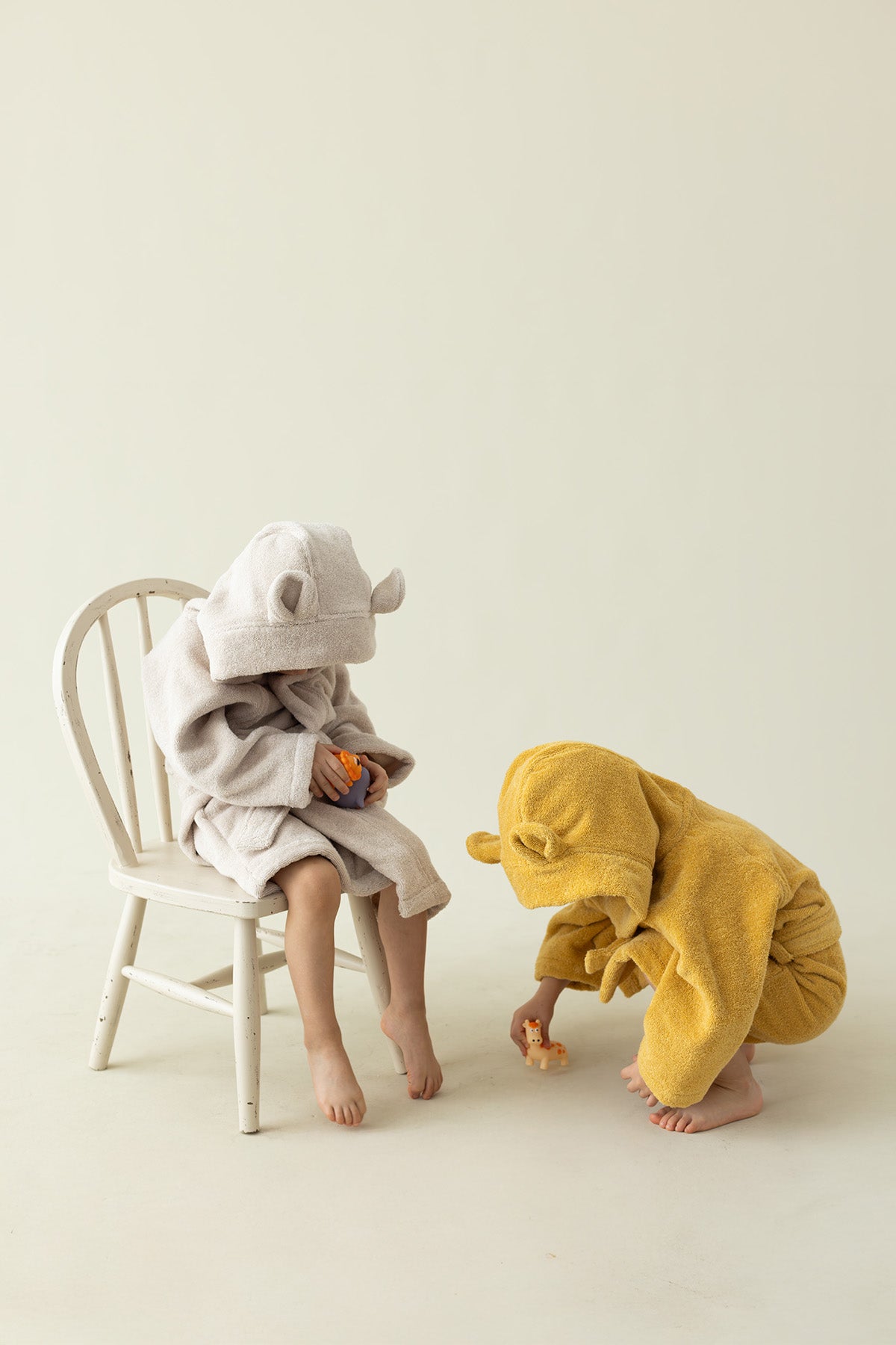 Tiny Bear Organic Cotton Kids Bathrobe Mustard