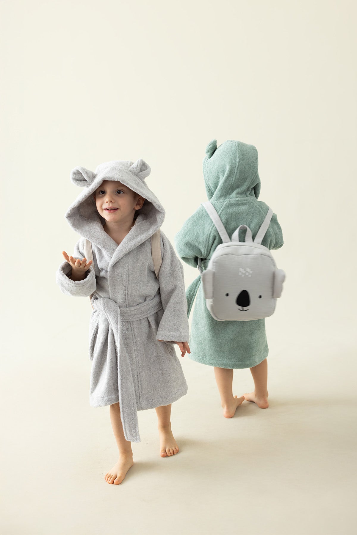Tiny Bear Organic Cotton Kids Bathrobe Mint