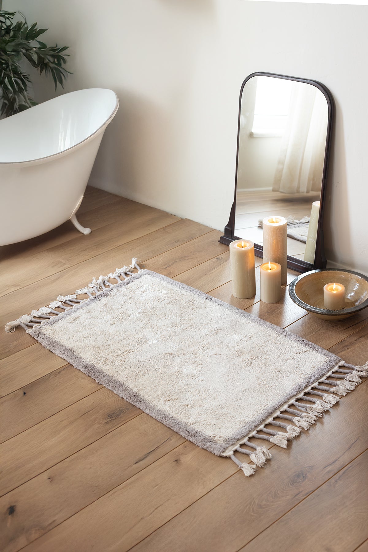 Root Tekli Banyo Paspası Bambu 50x80 cm Koyu Gri