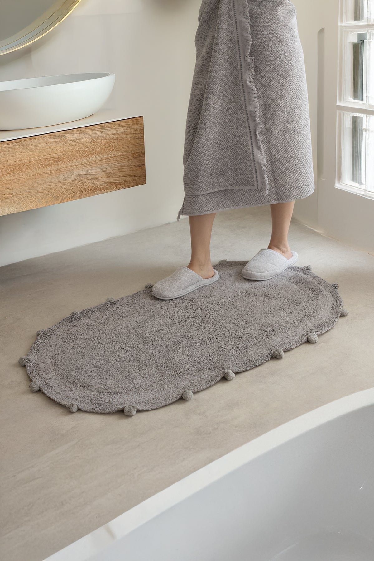 Lampetie | Eris Tekli Banyo Paspası 70x120 Gri