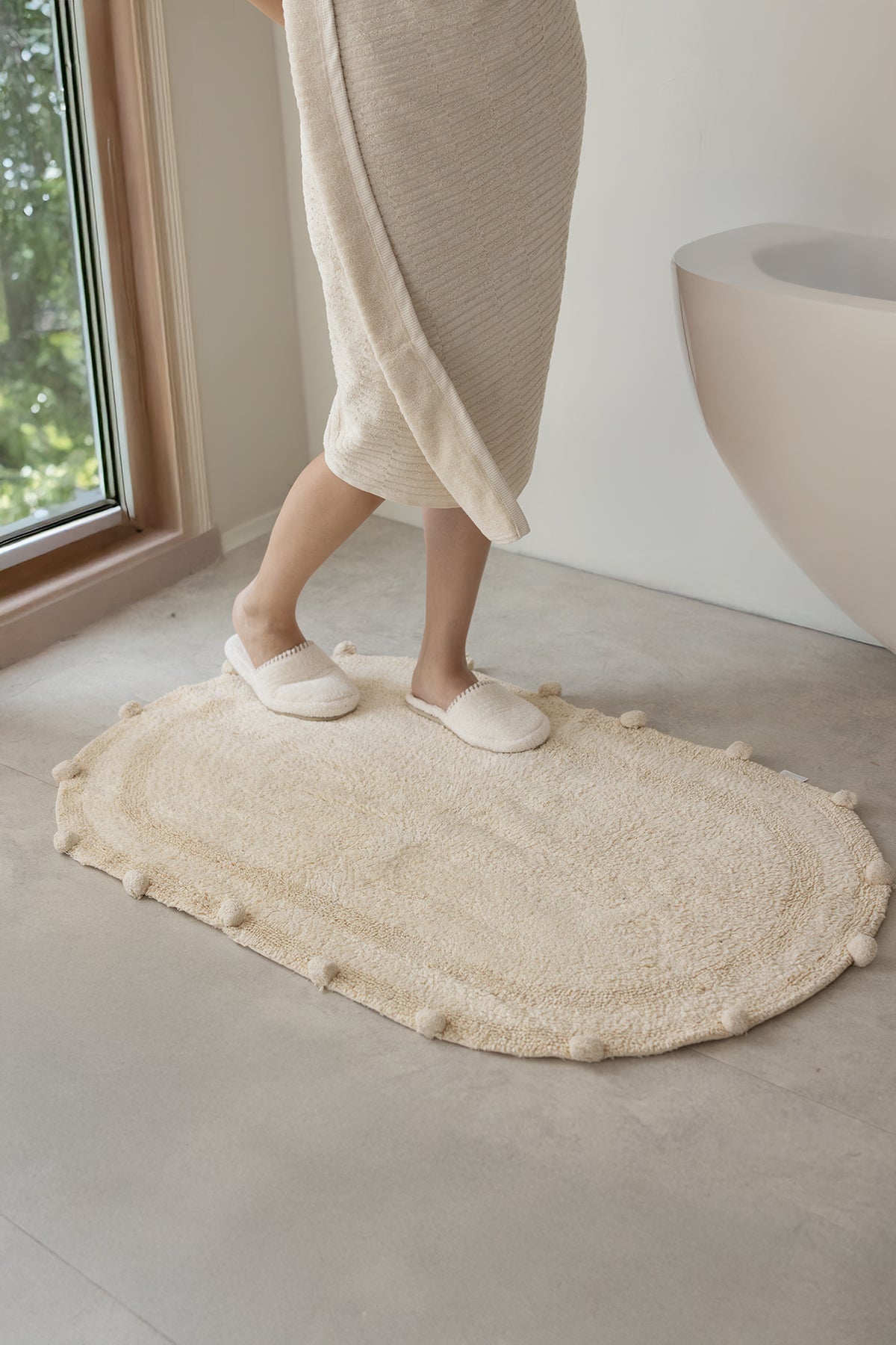 Lampetie | Eris Tekli Banyo Paspası 70x120 Bej