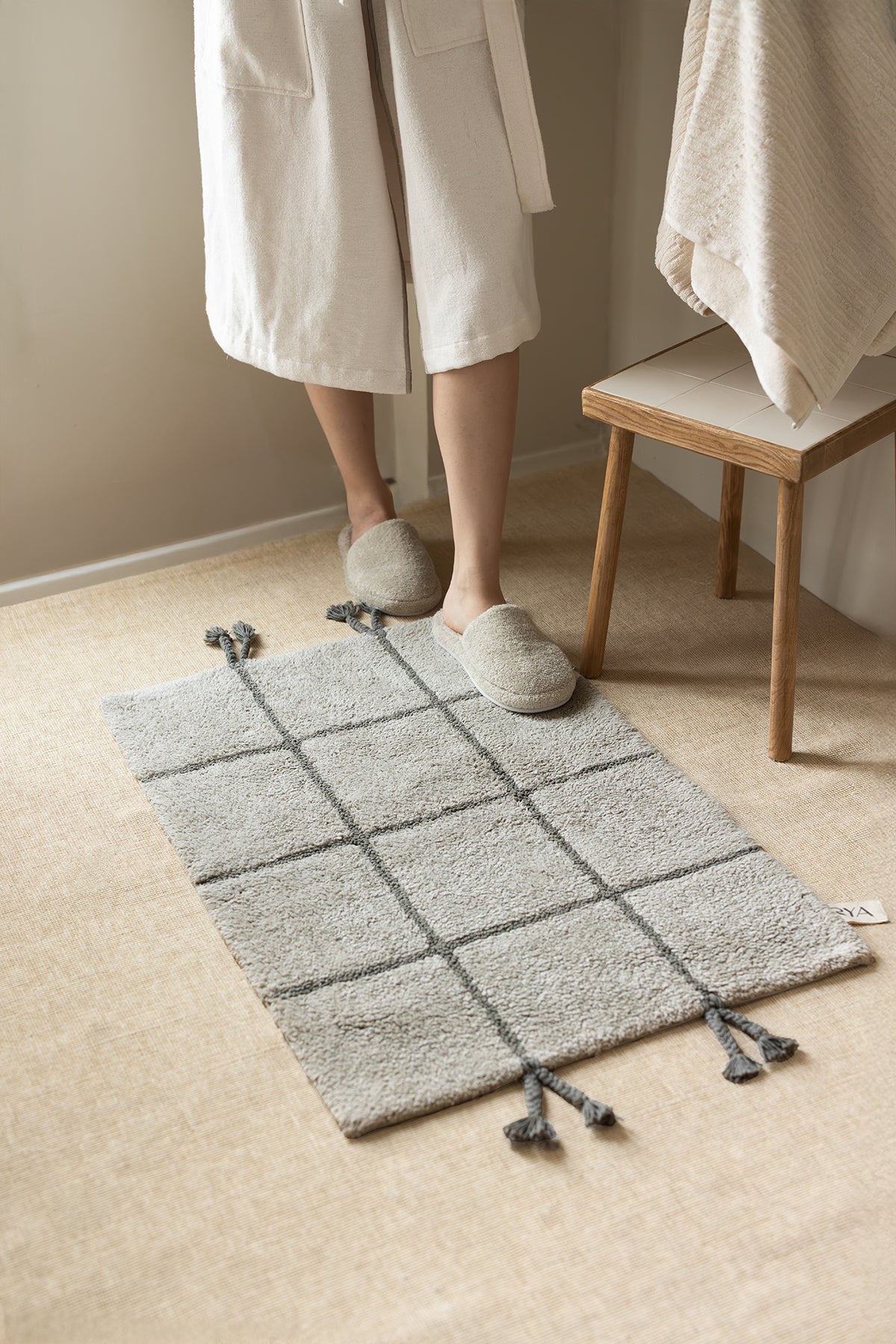 Elani Tekli Banyo Paspası %100 Pamuk 50x80 cm Mint