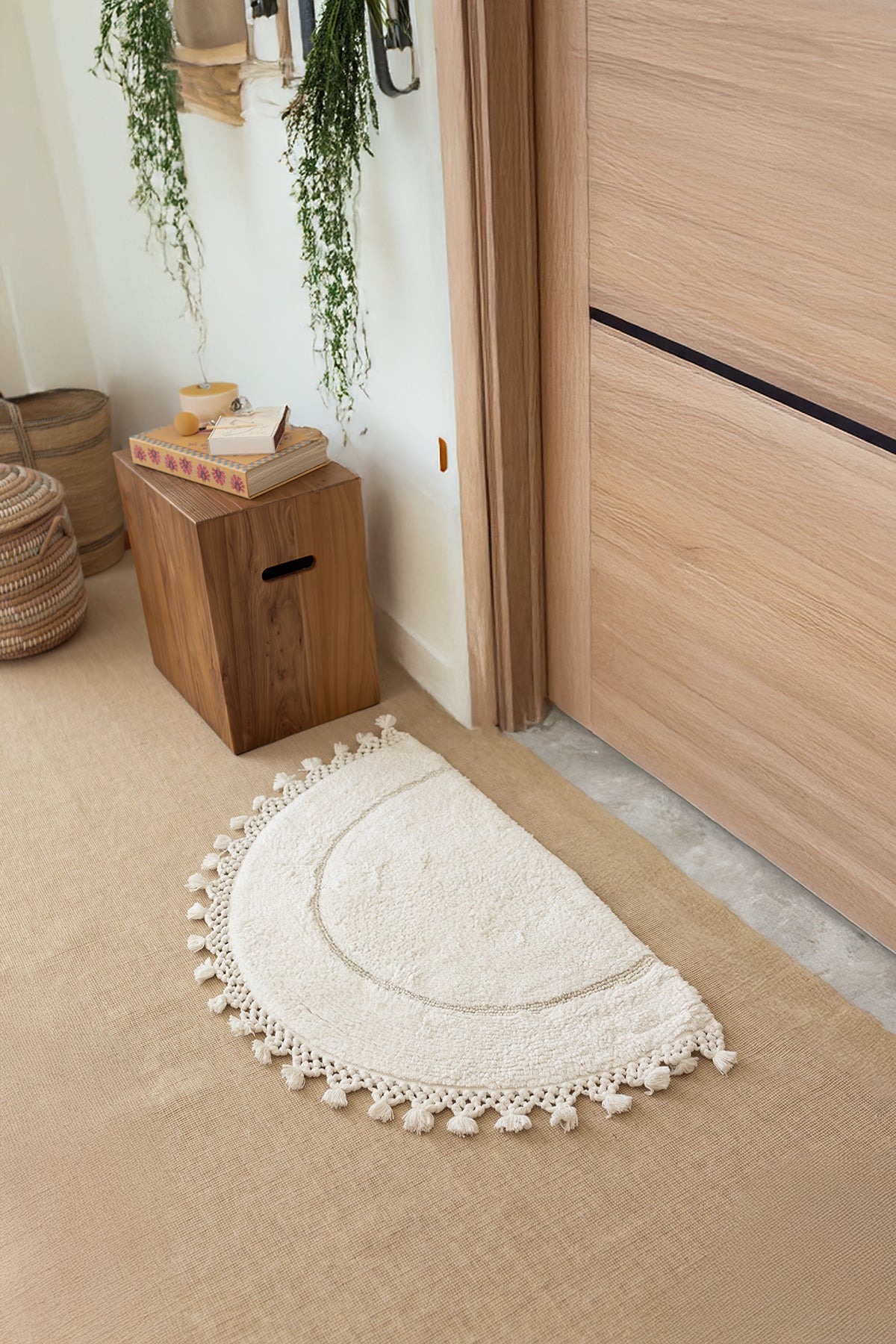 Nora Tekli Banyo Paspası %100 Pamuk 50x80 Ekru