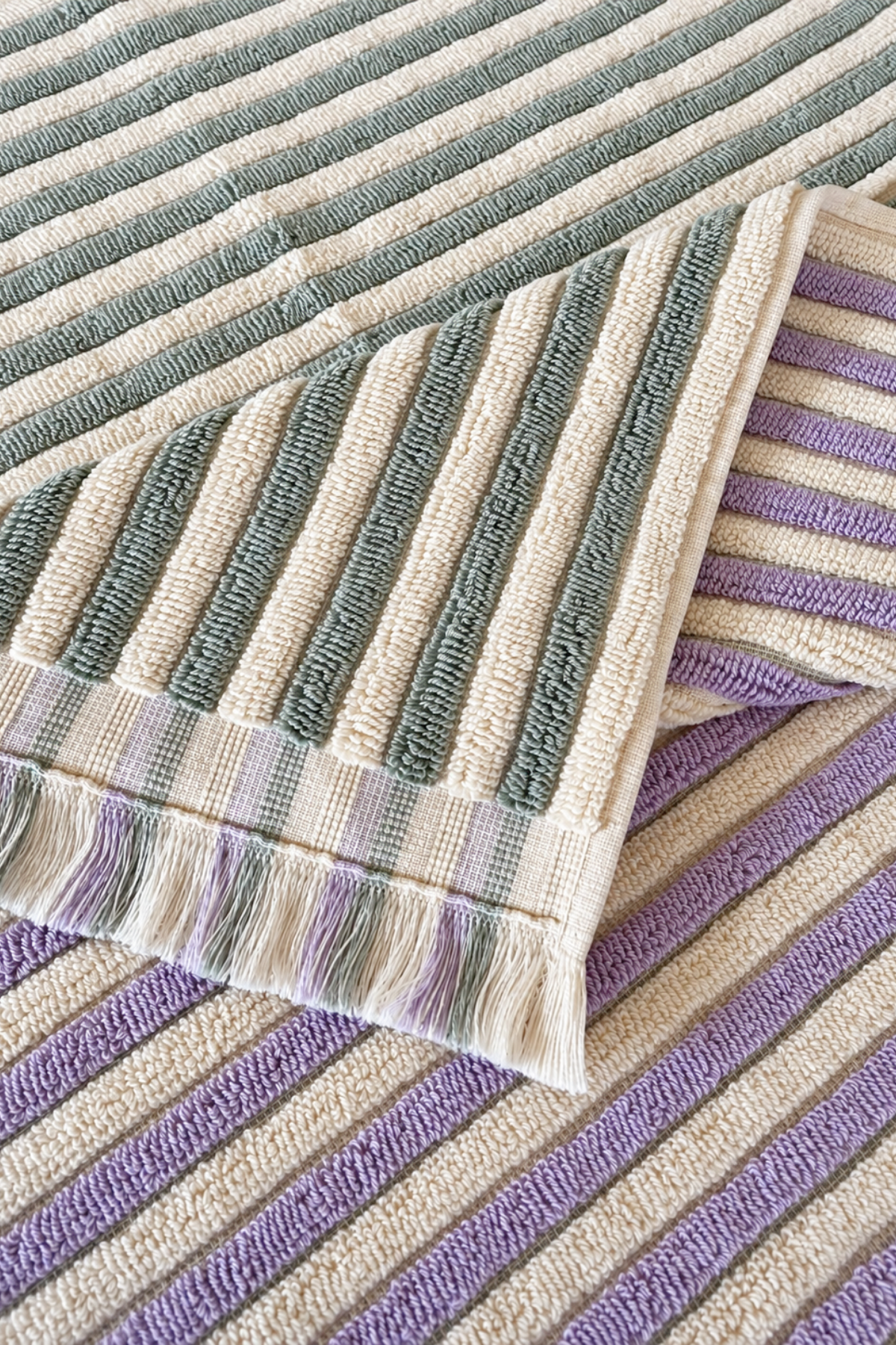 In Lines İpliği Boyalı %100 Pamuk Havlu 2/50x90 cm Mint Lavanta