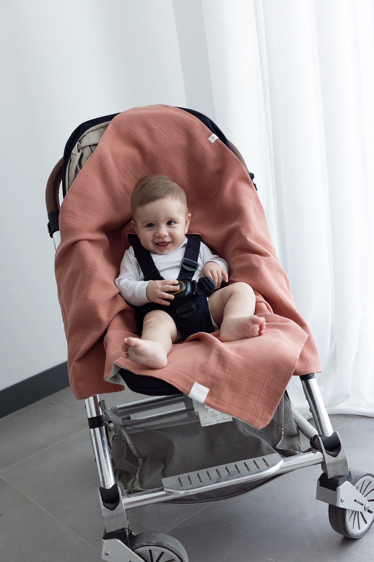 Colors of Joy Organic Cotton Muslin 2 Layer Stroller Cover Tile 85x85