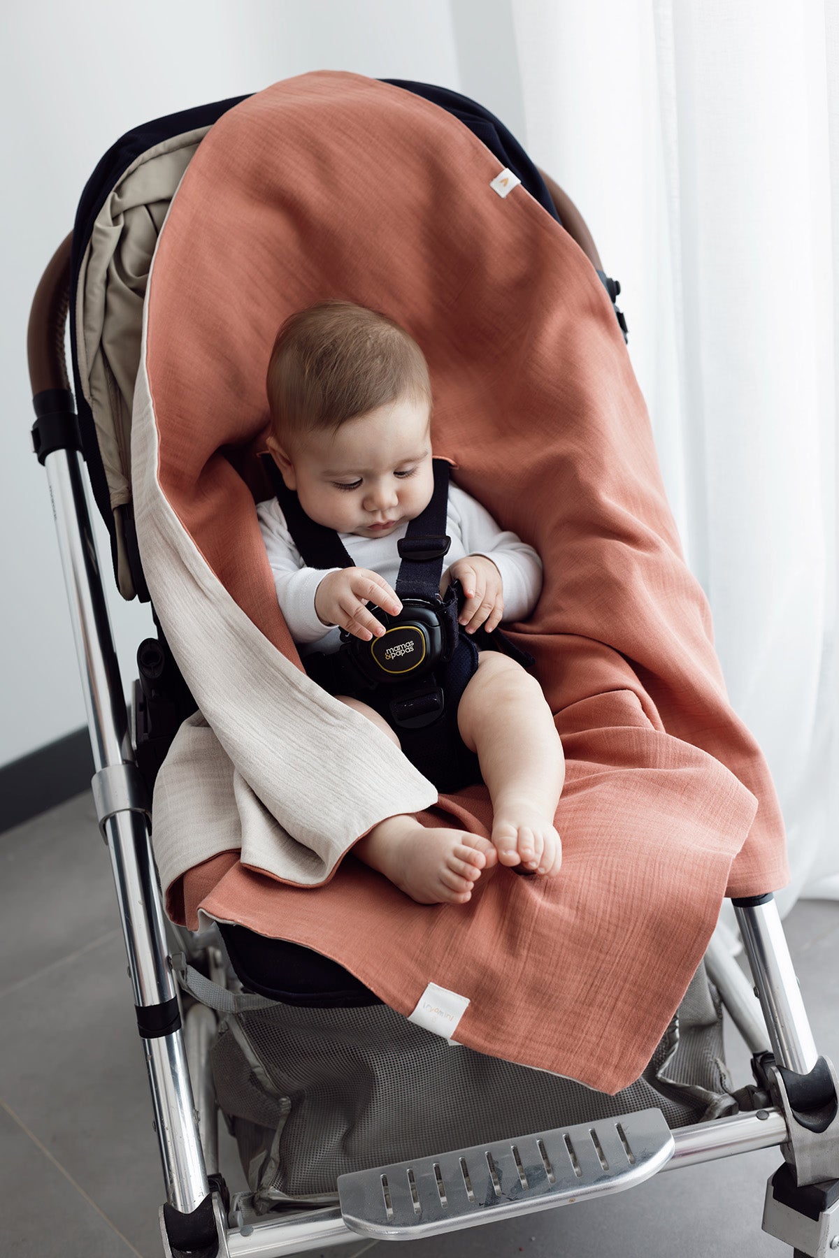 Colors of Joy Organic Cotton Muslin 2 Layer Stroller Cover Tile 85x85