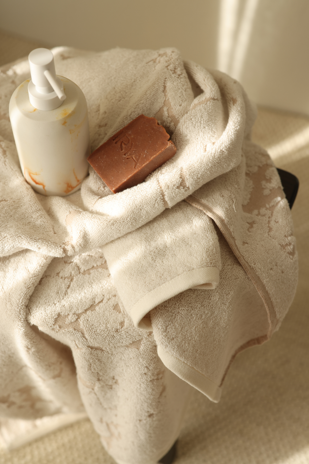 Marble %100 Pamuk Jakarlı El Havlusu 50x90cm Krem