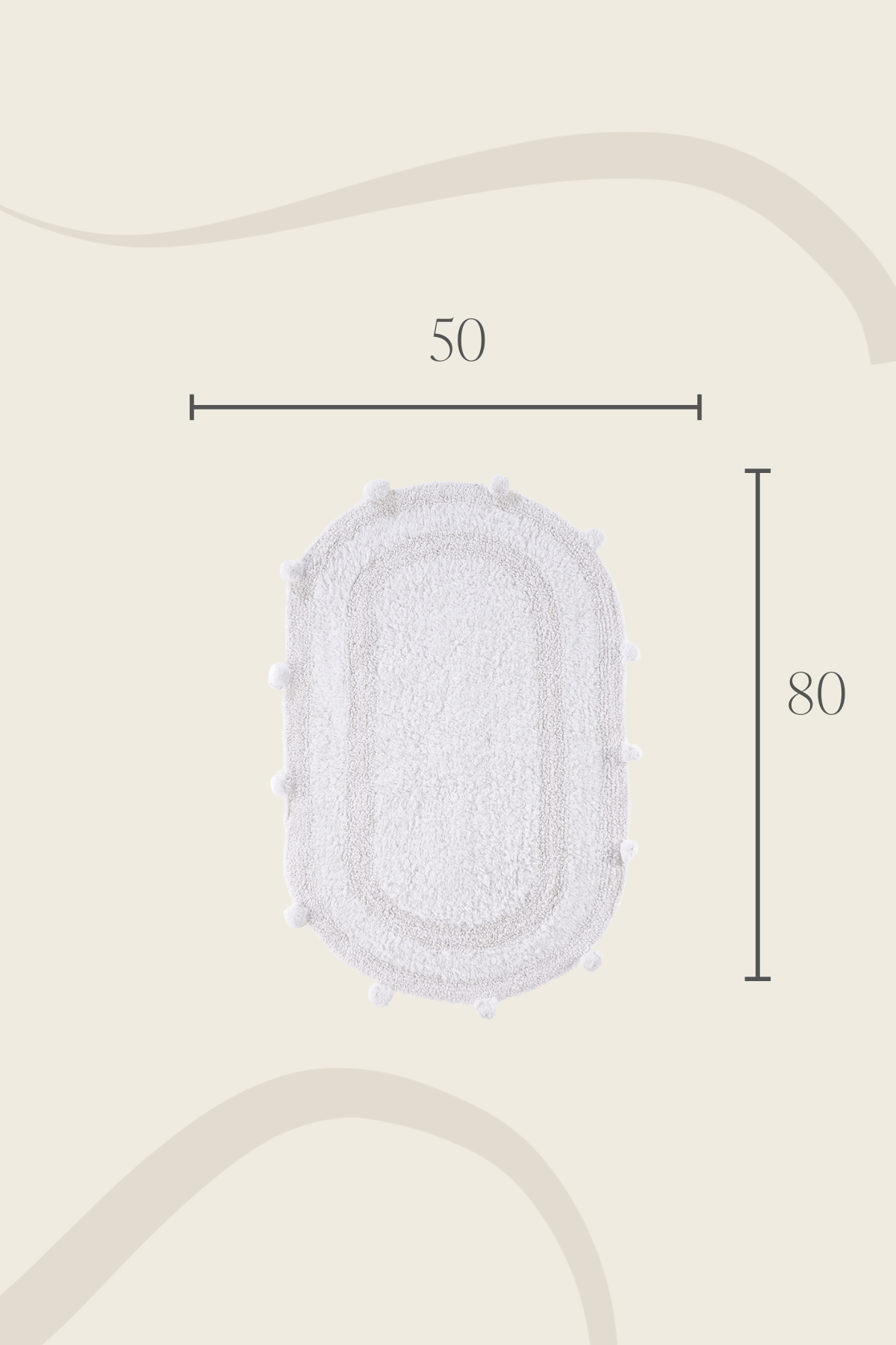 Lampetie | Eris Tekli Banyo Paspası 50x80 Beyaz