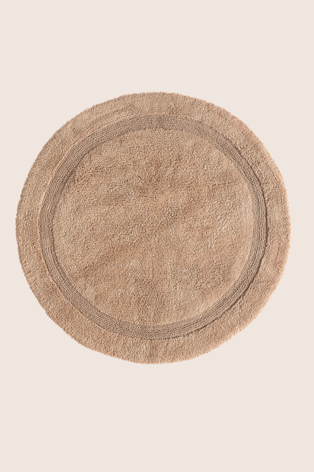 Puffed Round Bath Mat 100% Cotton 100x100 Beige