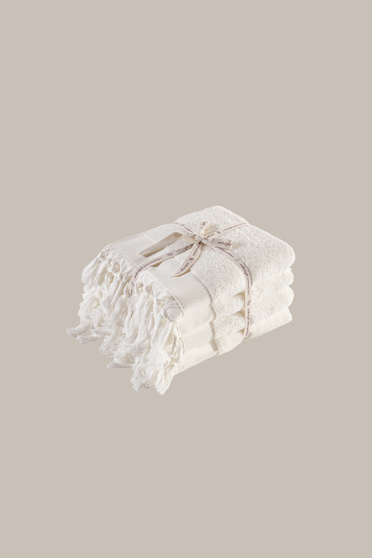 Bodrum %100 Pamuk 4'lü Yüz Havlu Seti 50x90 cm Bright Ecru