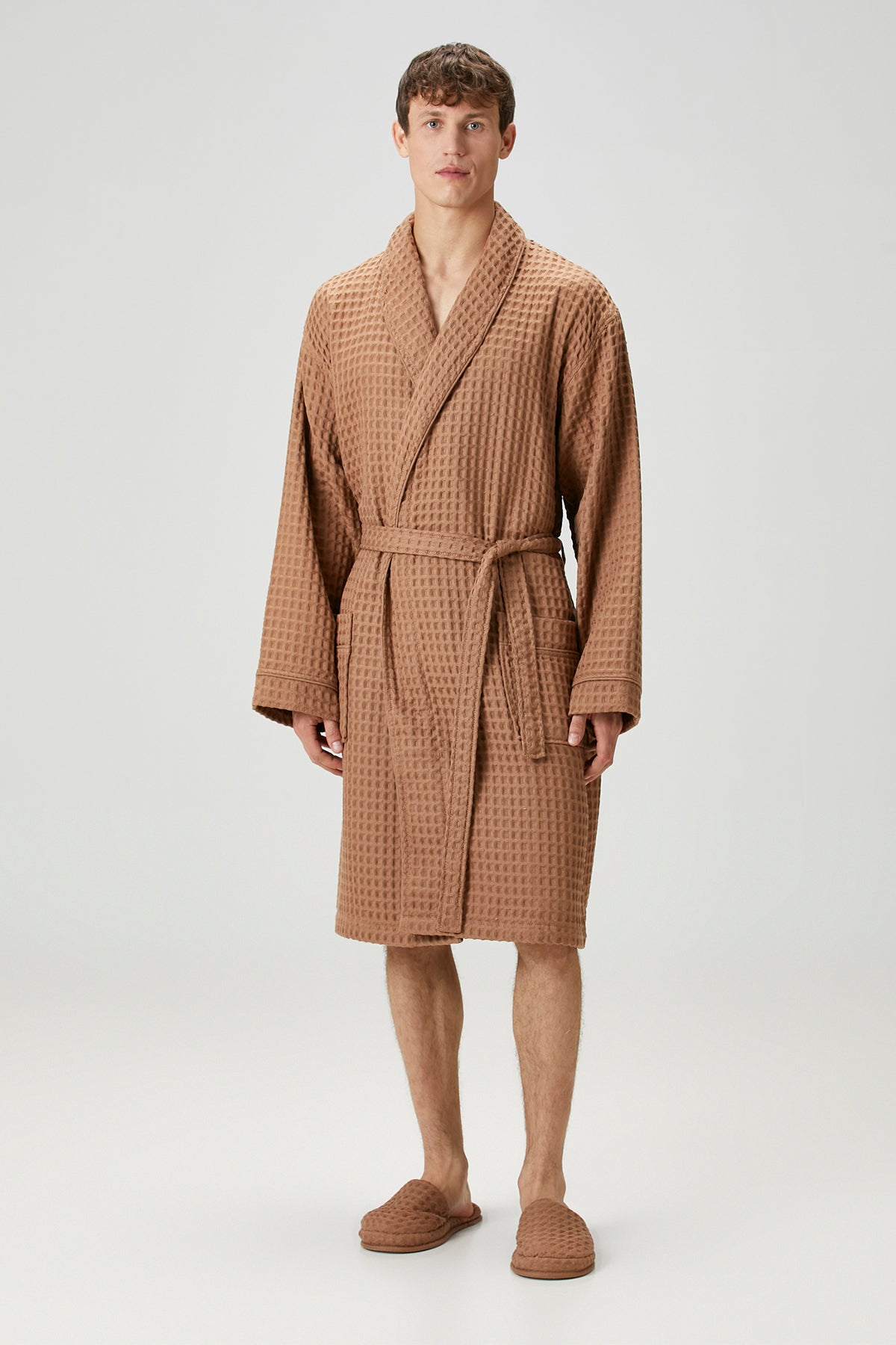 Aura Waffle Erkek Bornoz Mocha