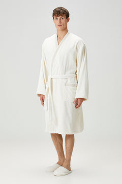 Marble 100% Cotton Men's Bathrobe Cream